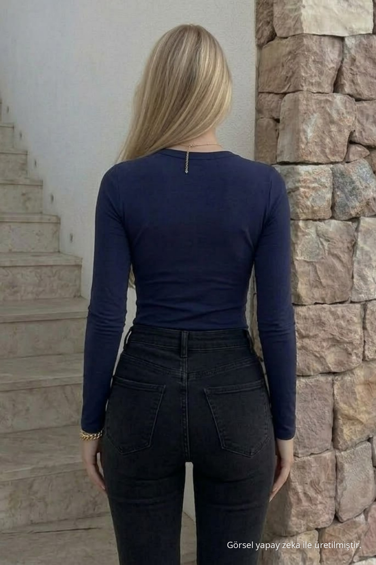 Kadın Premium Casual Füme Dar Bluz 5