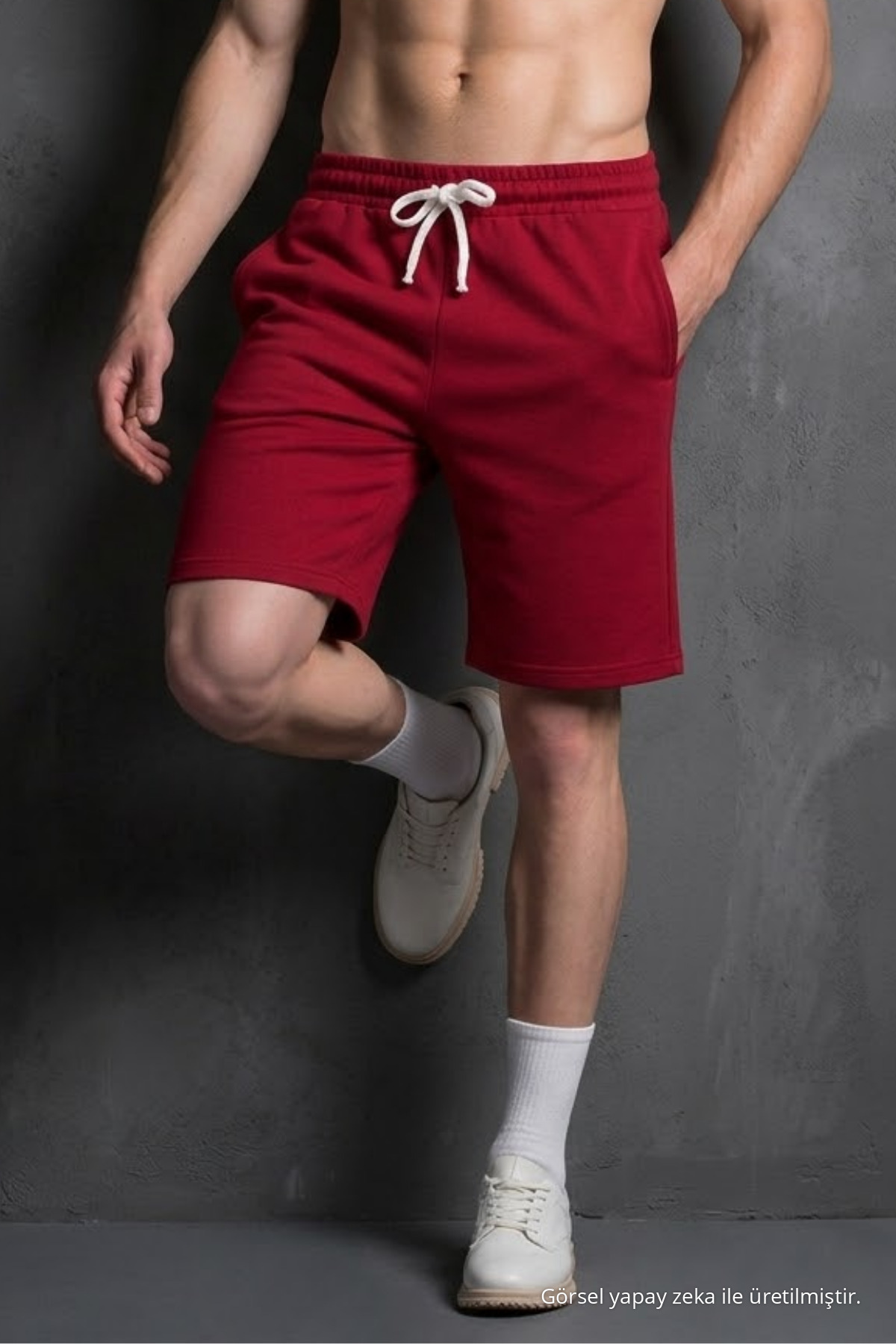 Erkek Lastikli Yazlık Comfort Bordo Şort 3