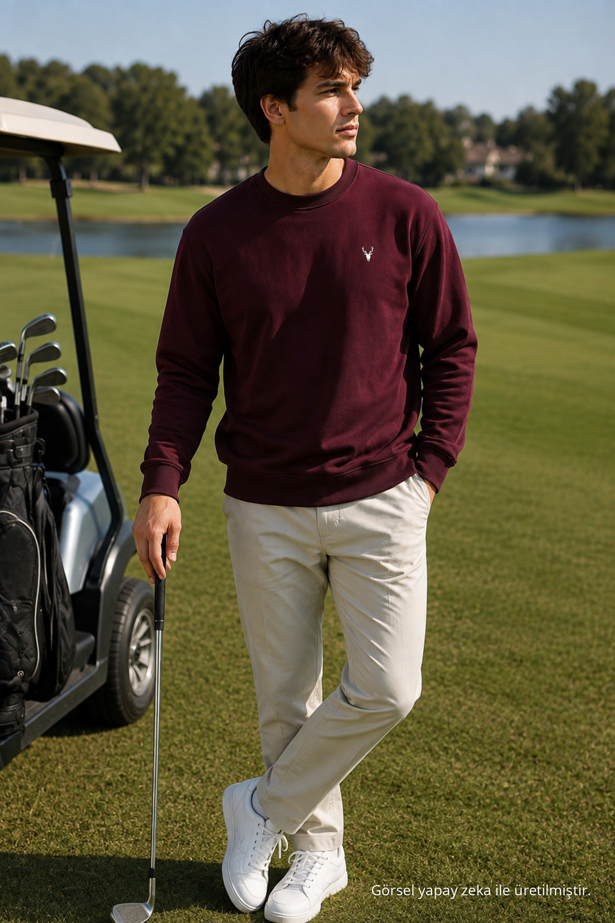 Bordo İşlemeli Standart Erkek Sweatshirt 5