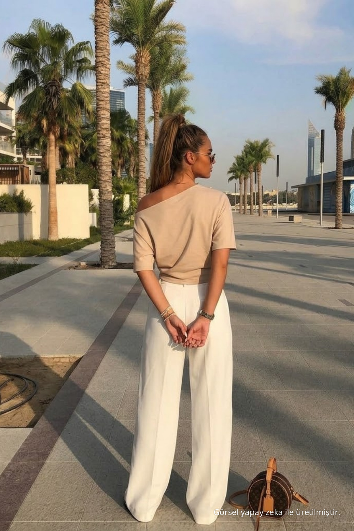 Kadın Günlük Slim Basic Bej Bluz 6