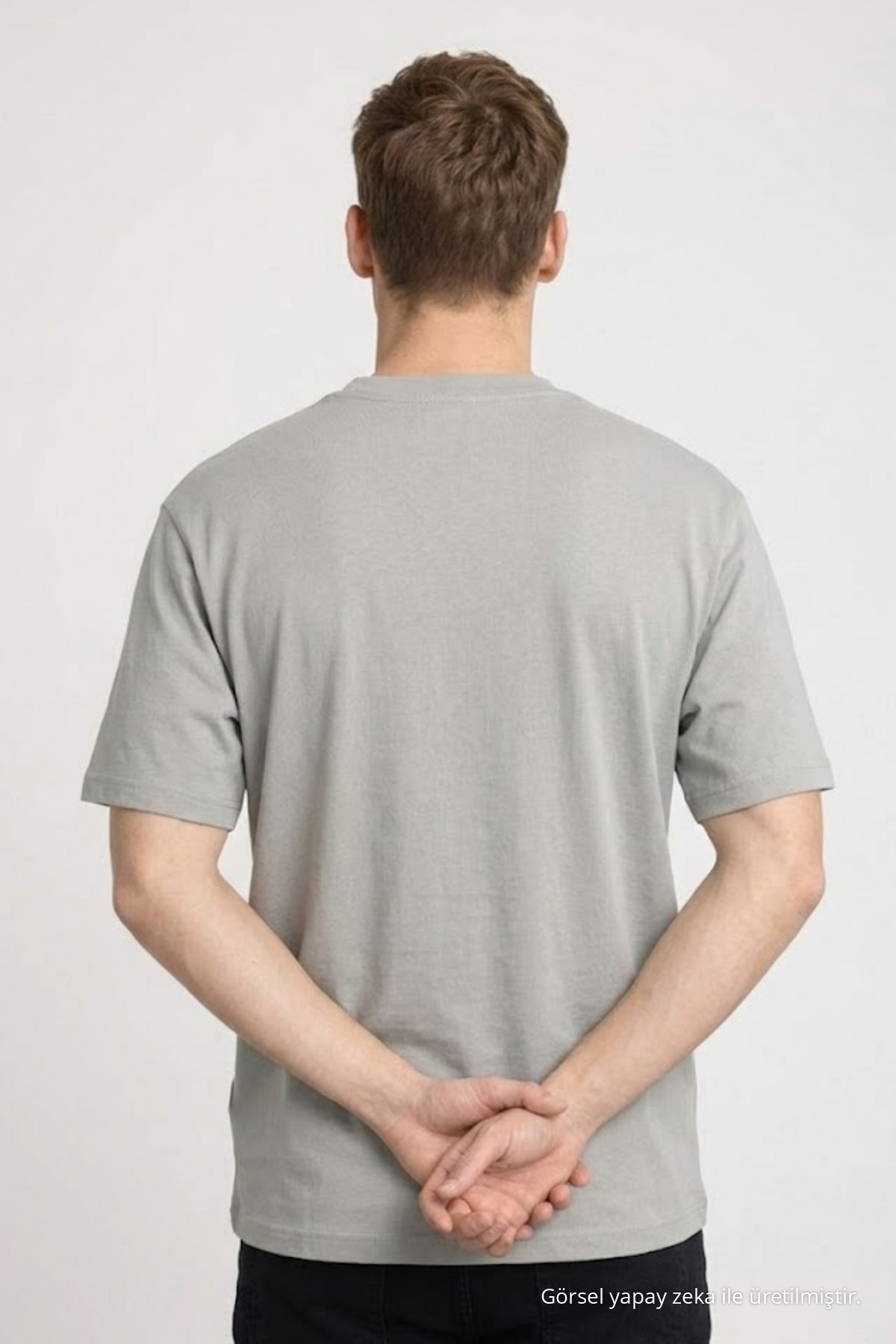 Erkek Pamuklu GRİ Oversize Tişört 6