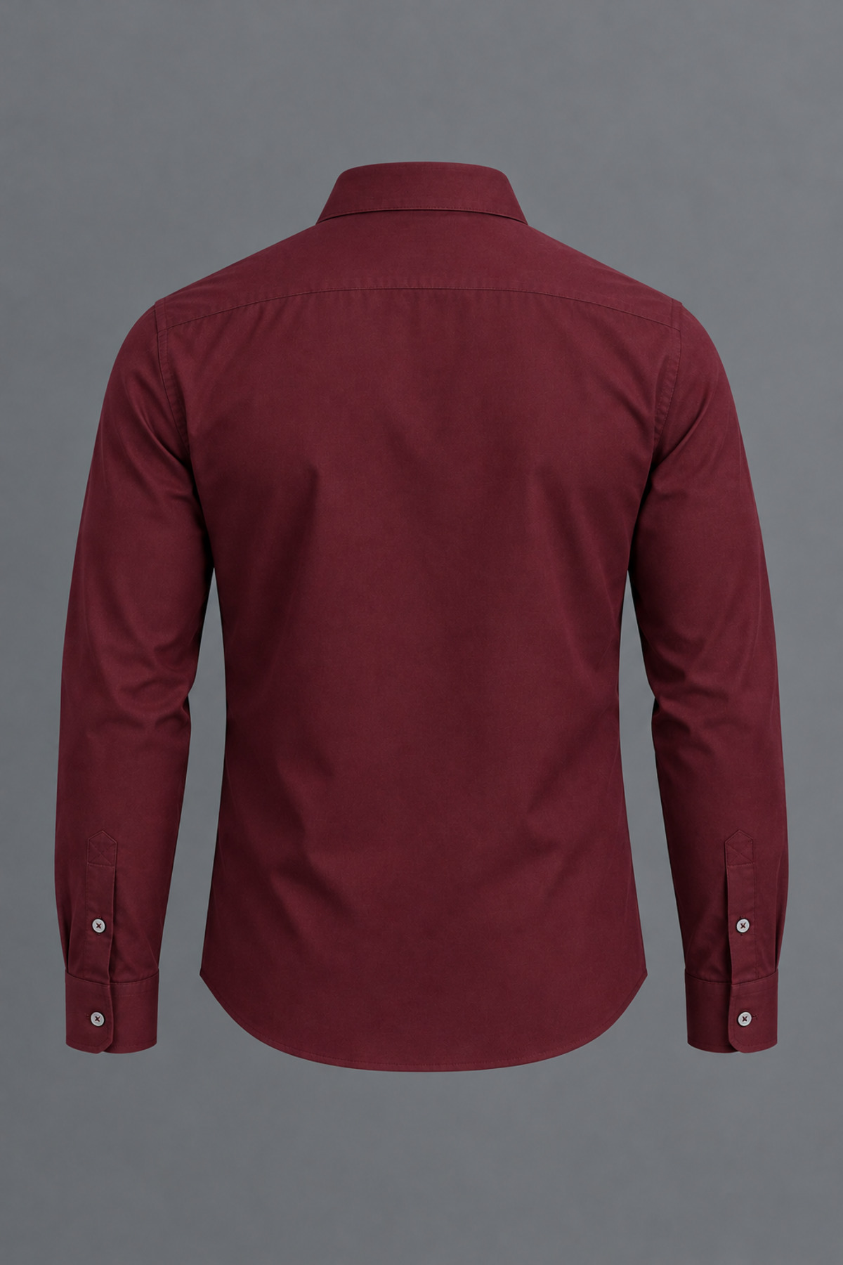 Erkek Klasik Yaka Uzun Kollu Düğmeli Slim Fit Bordo Gömlek 3