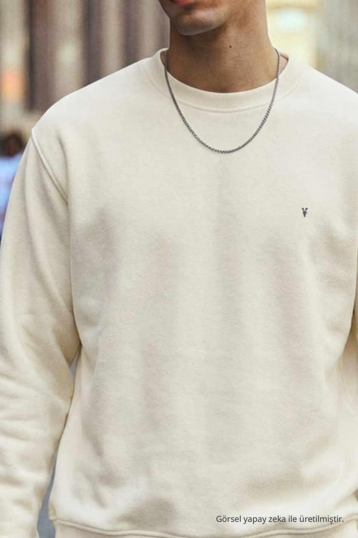 Erkek Orta Yumuşak Ekru Sweatshirt 4