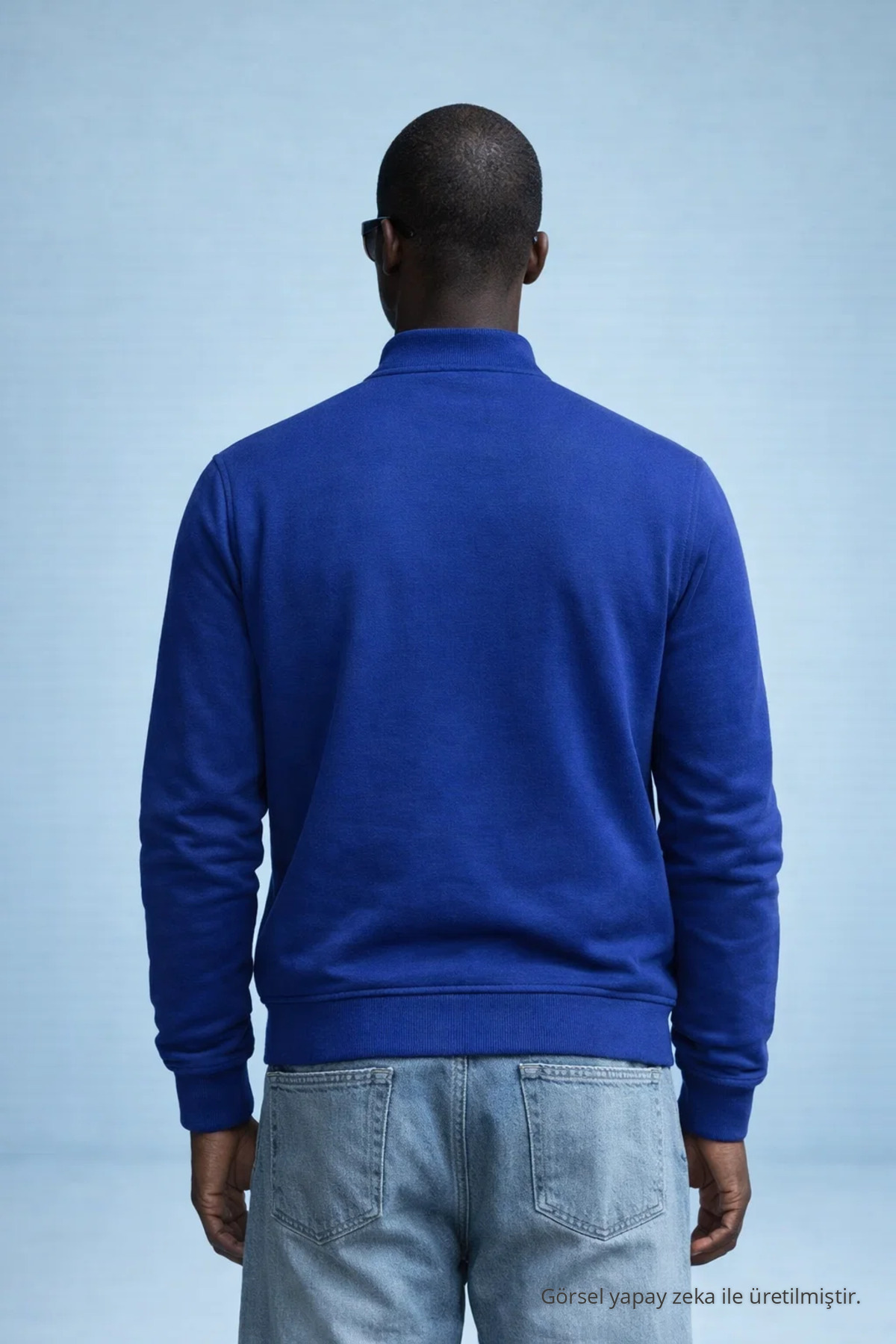 Erkek Hakim Yaka Kışlık MAVİ Sweatshirt 5