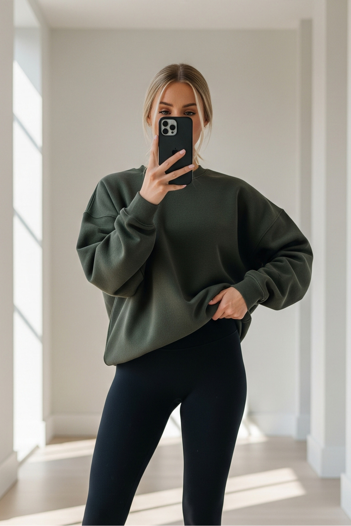 Kadın Oversize Kışlık Salaş HAKİ Sweatshirt 3