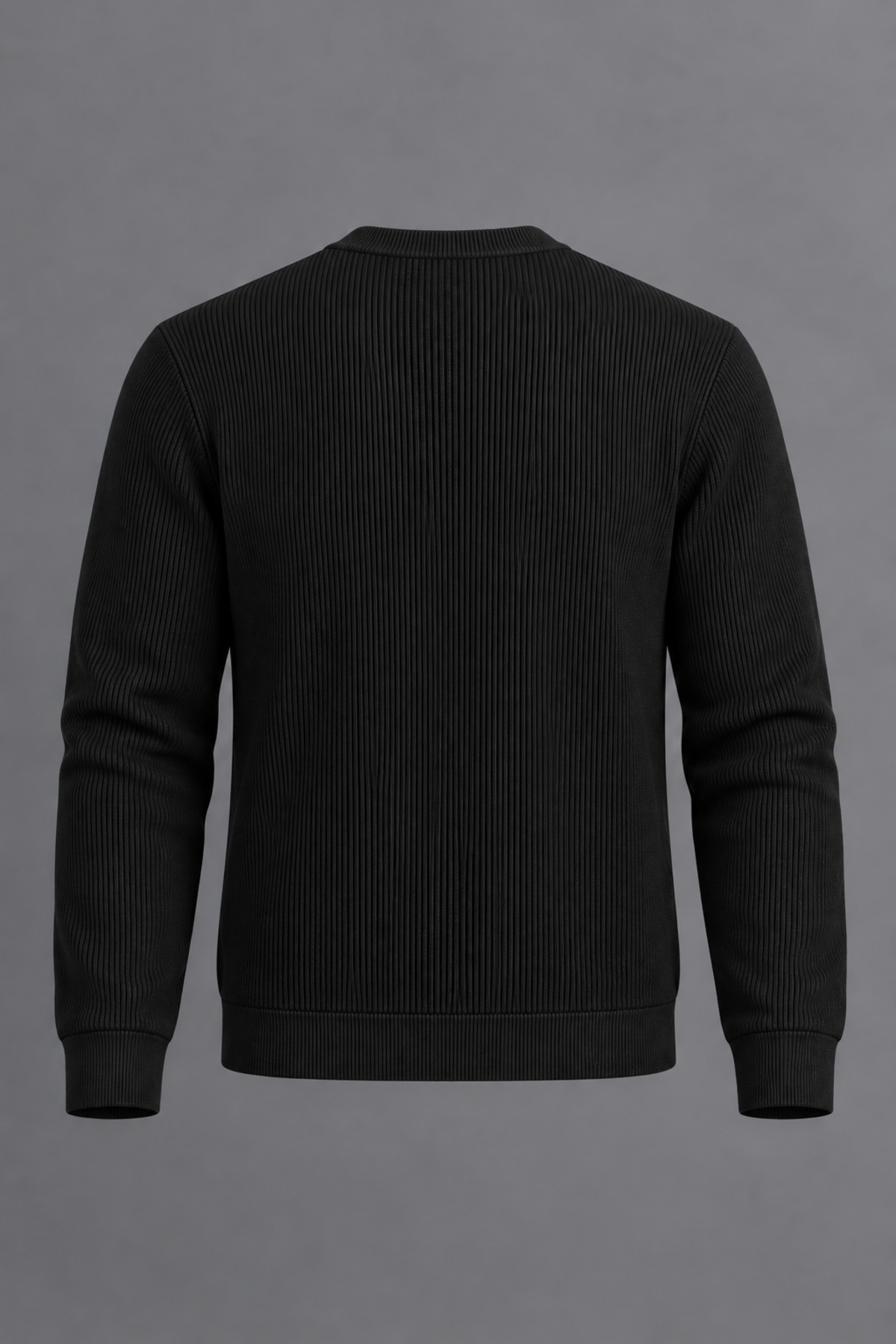 Erkek Slim Fit Bisiklet Yaka Günlük Triko Siyah Kazak 3