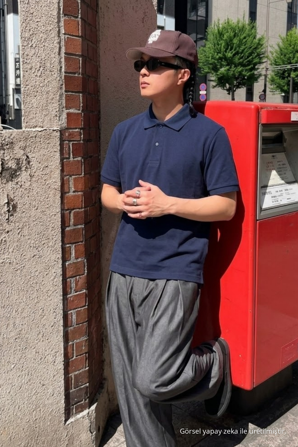 Erkek Straight Fit Lacivert Polo Yaka Tişört 4