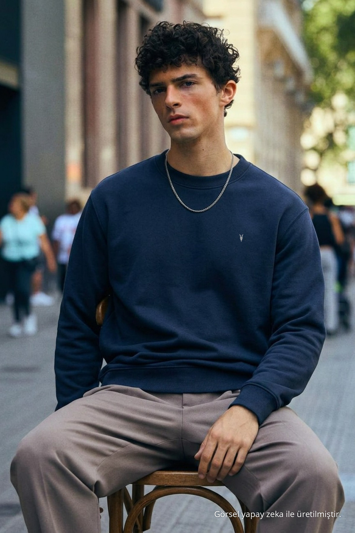 Erkek Orta Yumuşak LACİVERT Sweatshirt 4