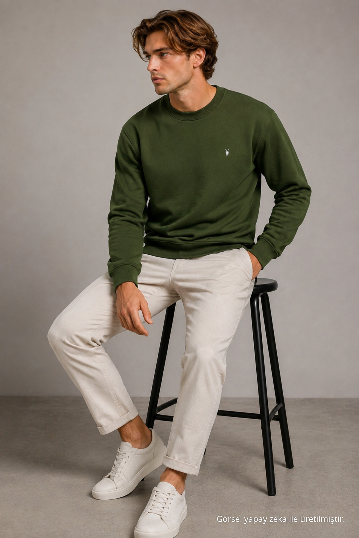 Reglan Casual Kış HAKİ Erkek Sweatshirt 4