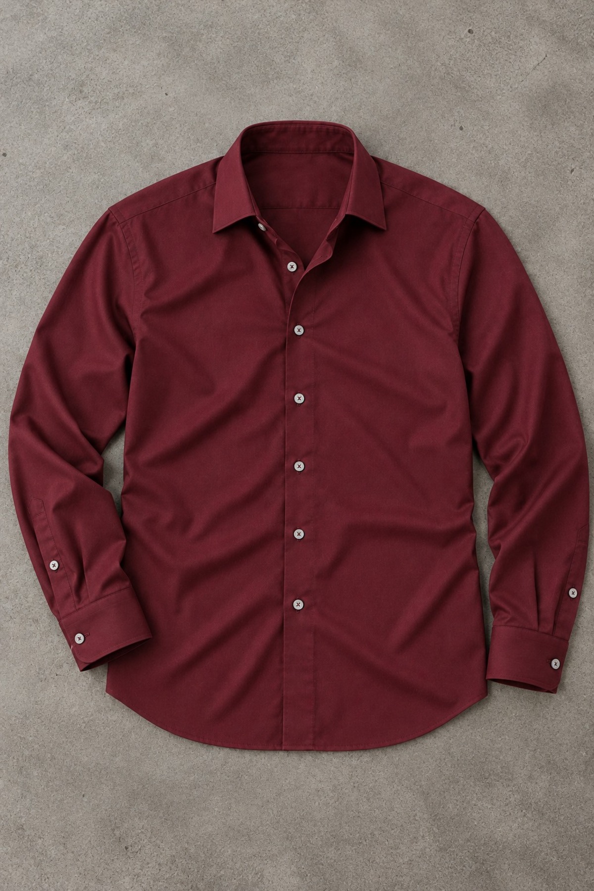 Erkek Klasik Yaka Uzun Kollu Düğmeli Slim Fit Bordo Gömlek 4