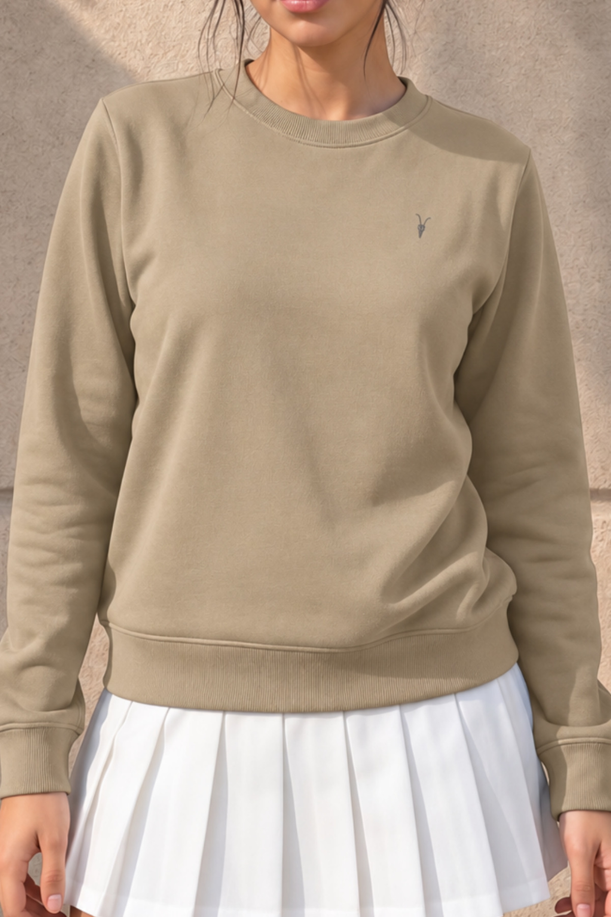 Kadın Uzun Kollu Comfort Bejj Bol Sweatshirt 6