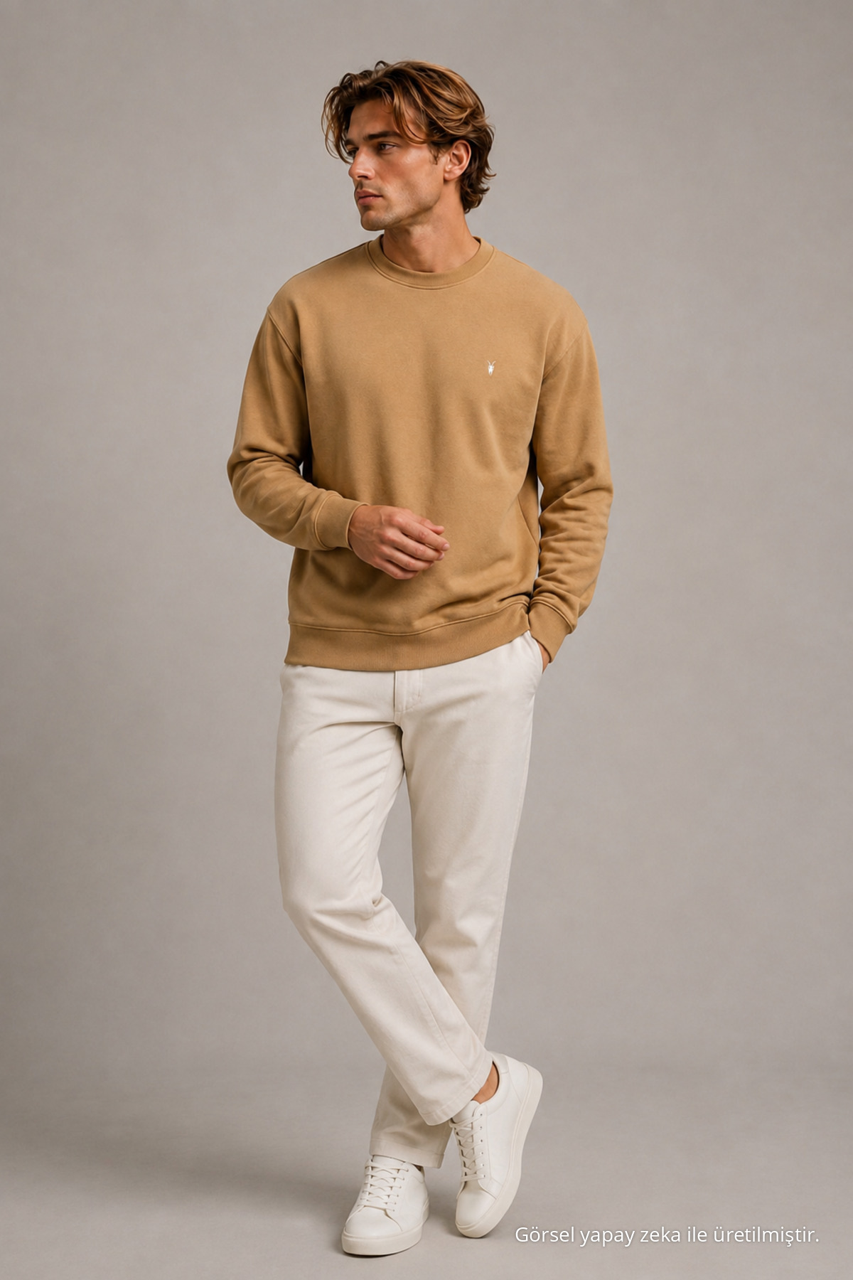 Reglan Casual Kış Karamel Erkek Sweatshirt 3