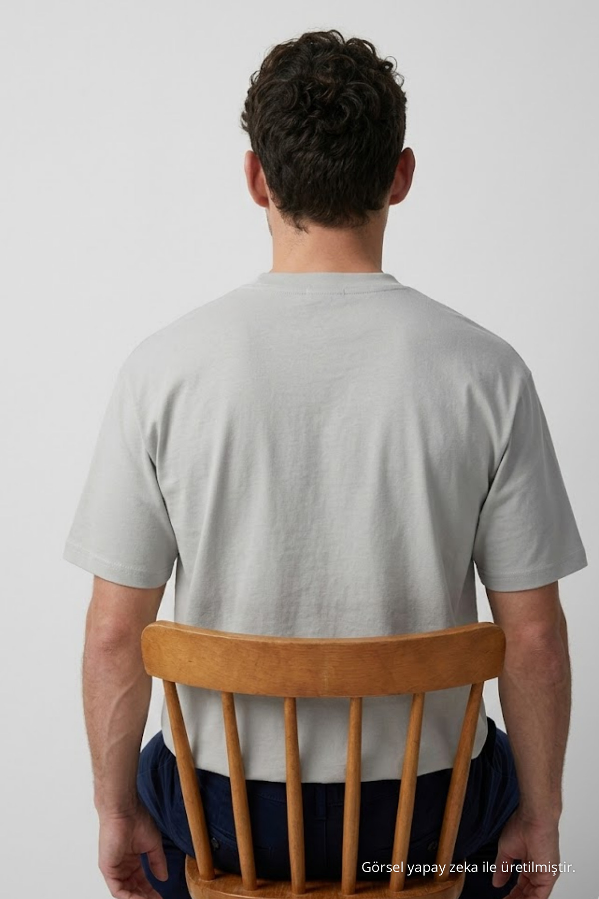 Erkek Bisiklet Yaka GRİ Oversize Tişört 5