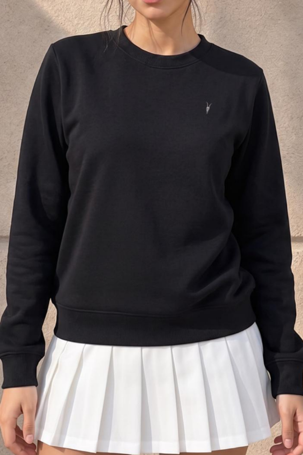 Kadın Uzun Kollu Comfort SİYAH Bol Sweatshirt 6