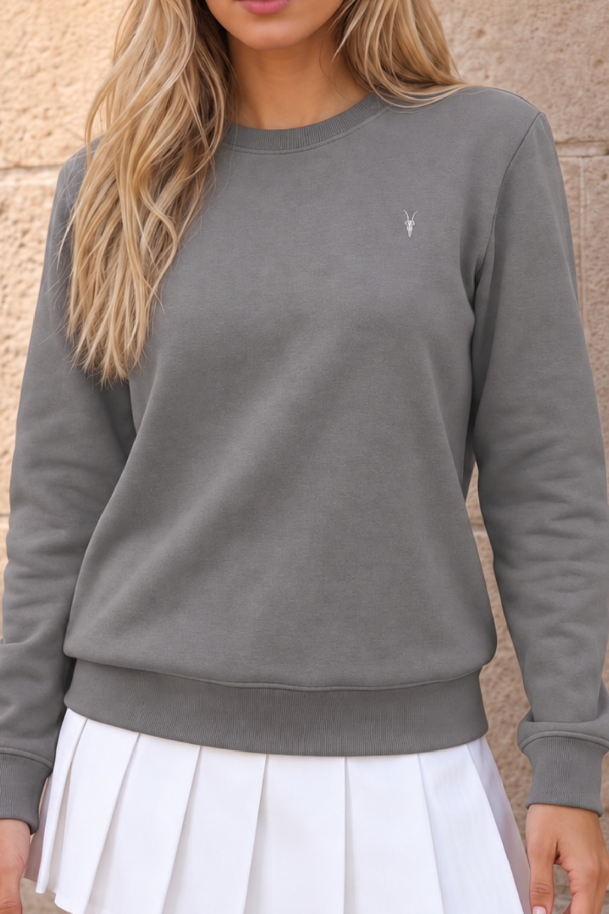 Kadın Bisiklet Yaka Mevsimlik GRİ Sweatshirt 5