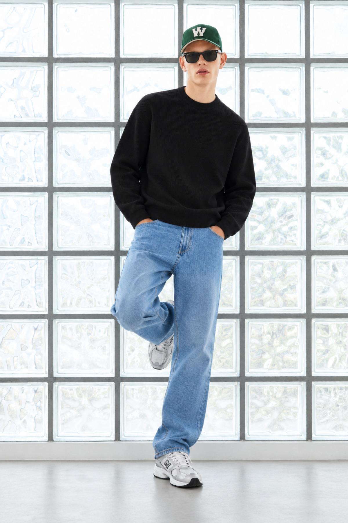 Erkek Bisiklet Yaka Fitilli Oversize Siyah Kazak 6