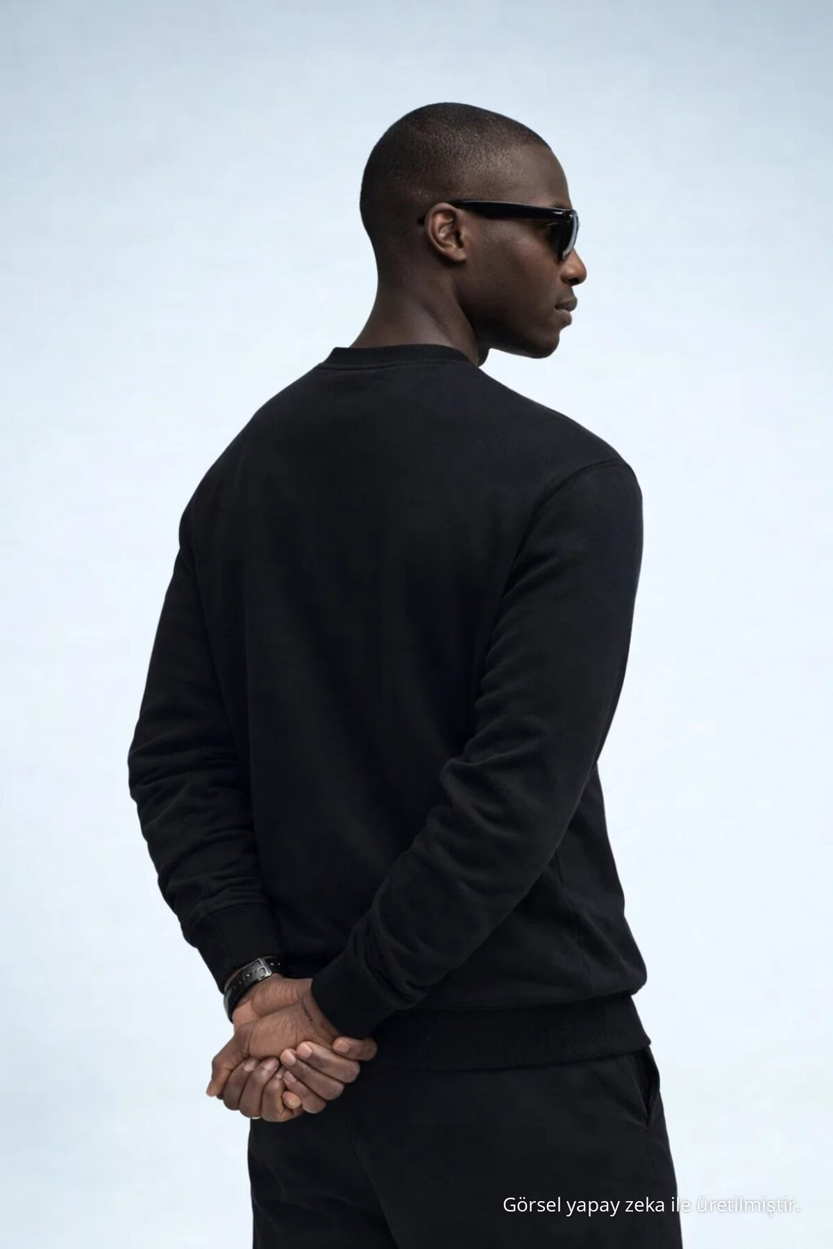 Erkek Kışlık SİYAH Oversize Sweatshirt 6