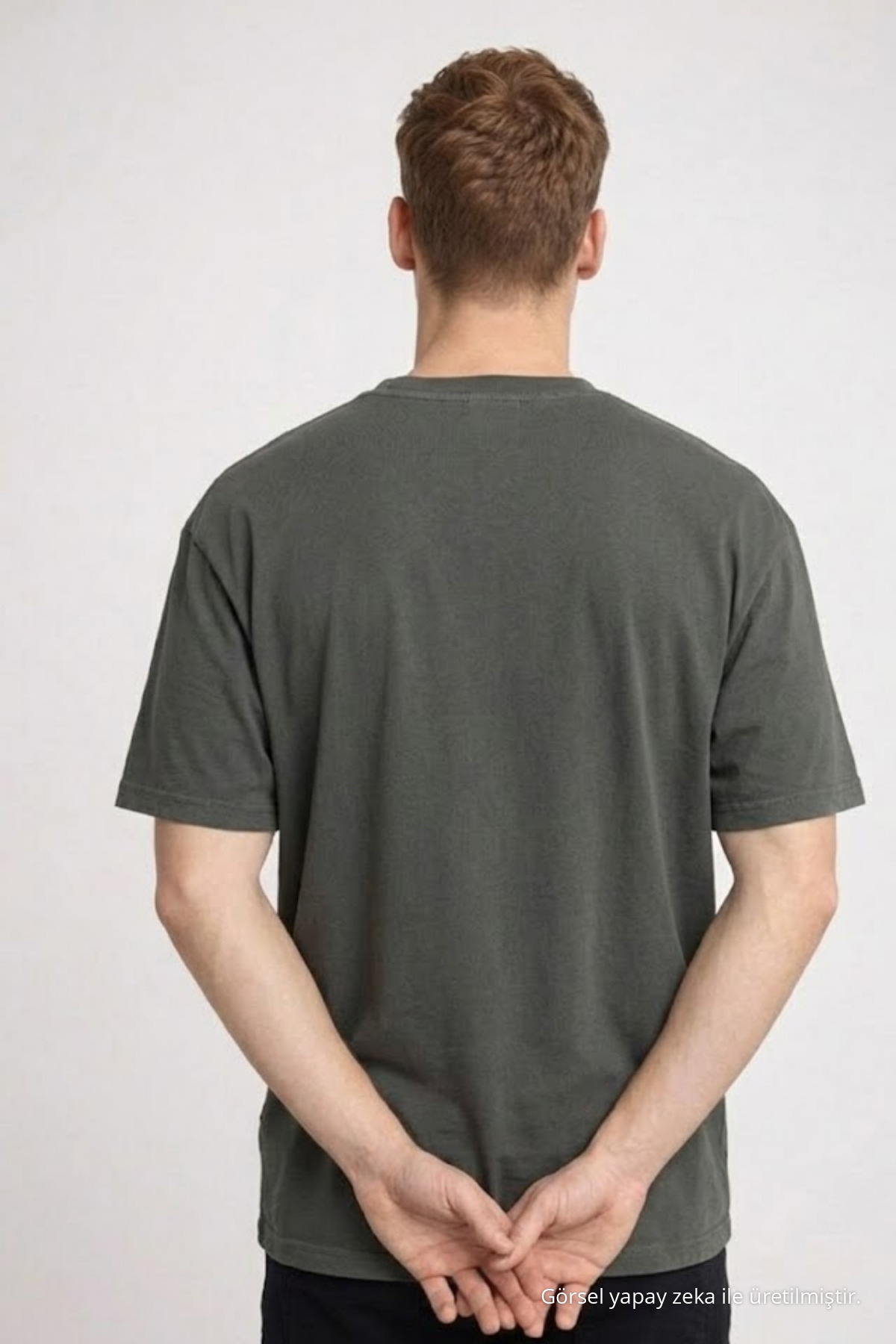 Erkek Pamuklu Füme Oversize Tişört 6