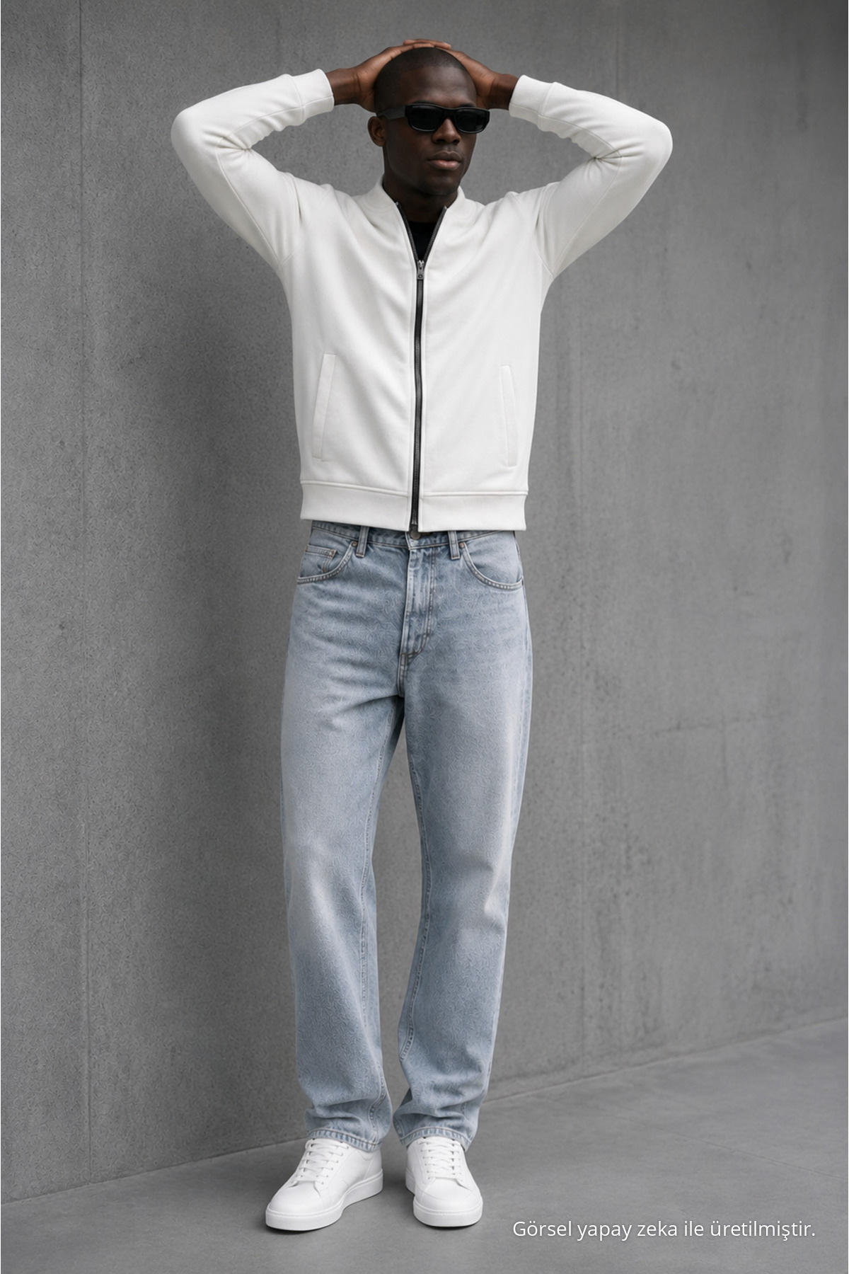 Erkek Hakim Yaka Kışlık Ekru Sweatshirt 3
