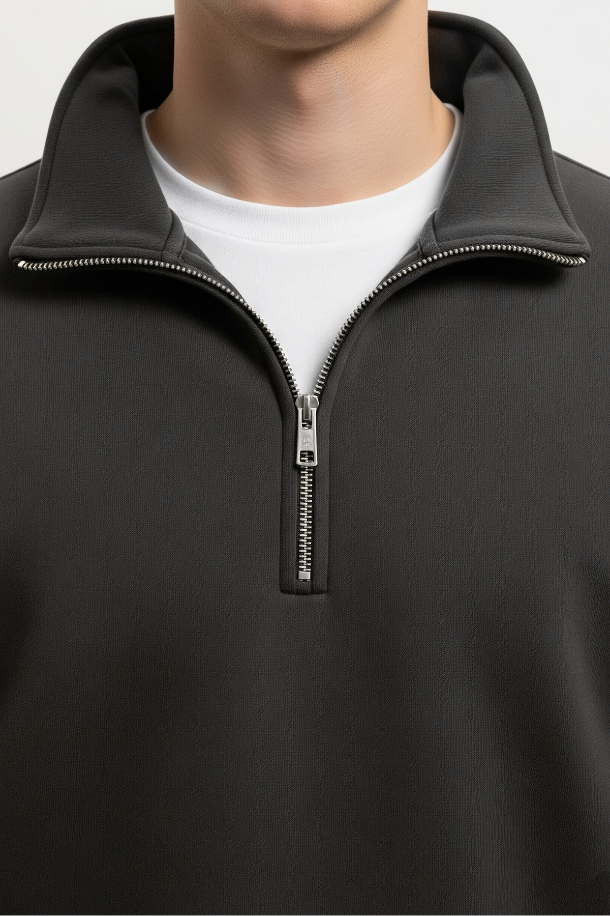 Erkek Yarım Fermuarlı Salaş Füme Sweatshirt 6