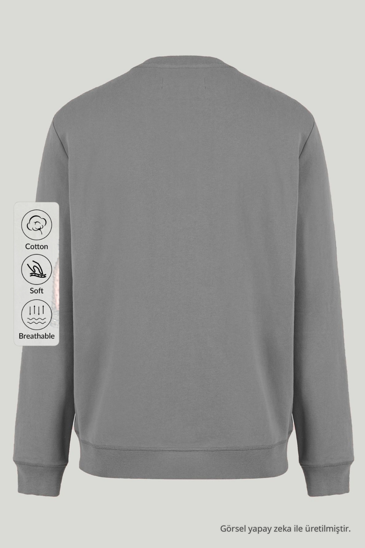 Erkek Basic Rahat Günlük Bol 3 Lü Swetshirt KAHVE 6