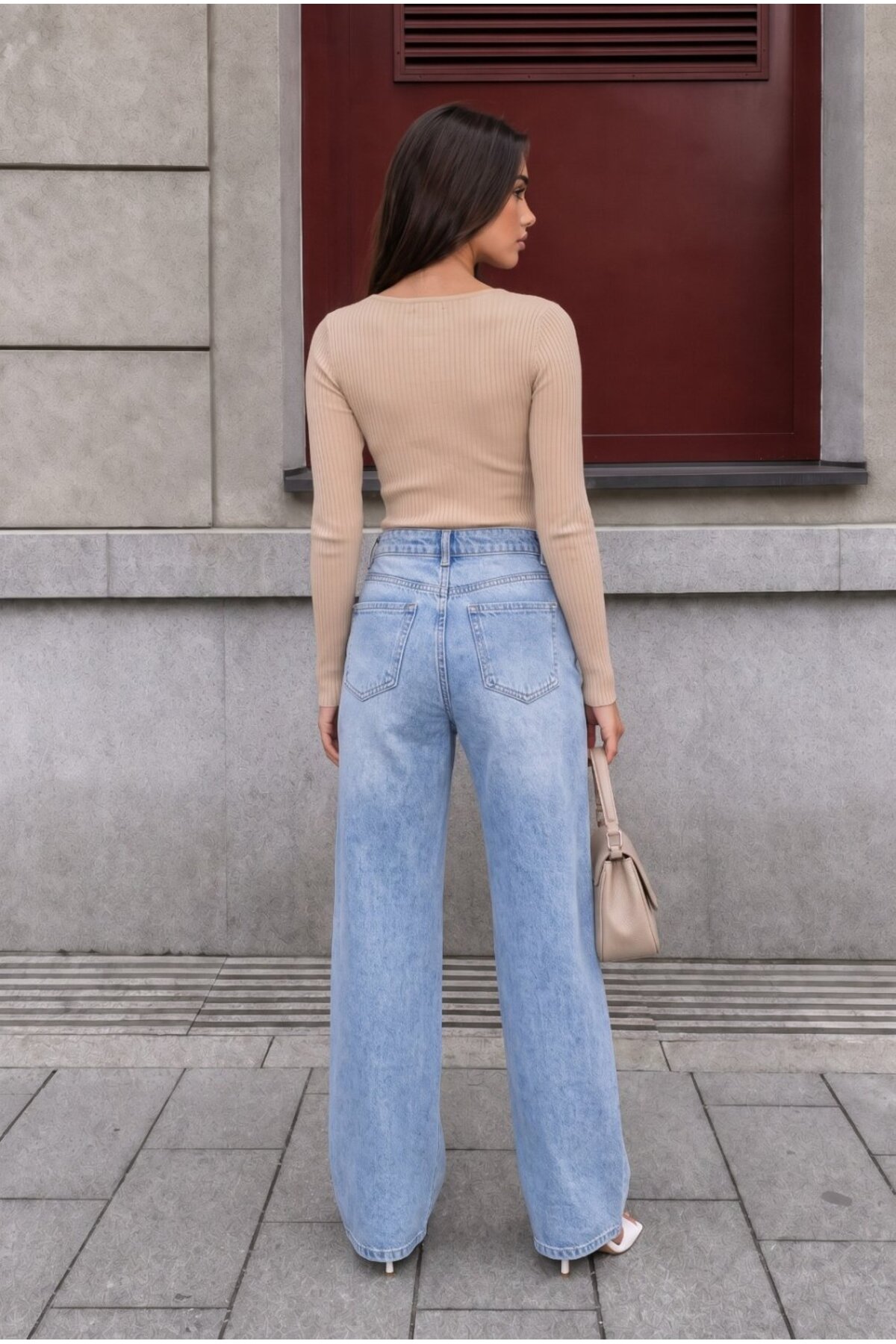 MAVİ Efektli Yüksek Bel Esnek Wide Leg Jeans 6