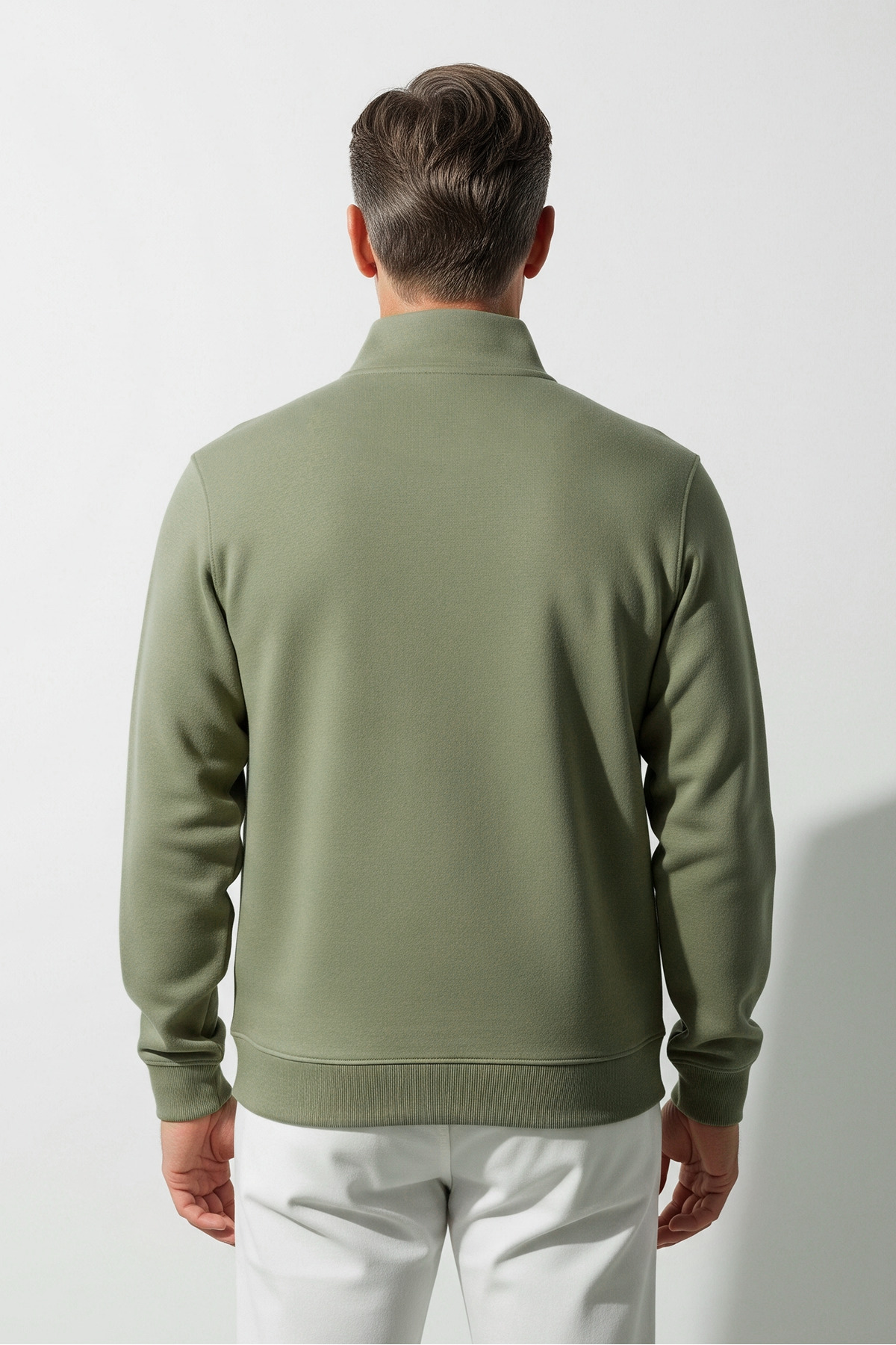 Erkek Yarım Fermuarlı Salaş YEŞİL Sweatshirt 3