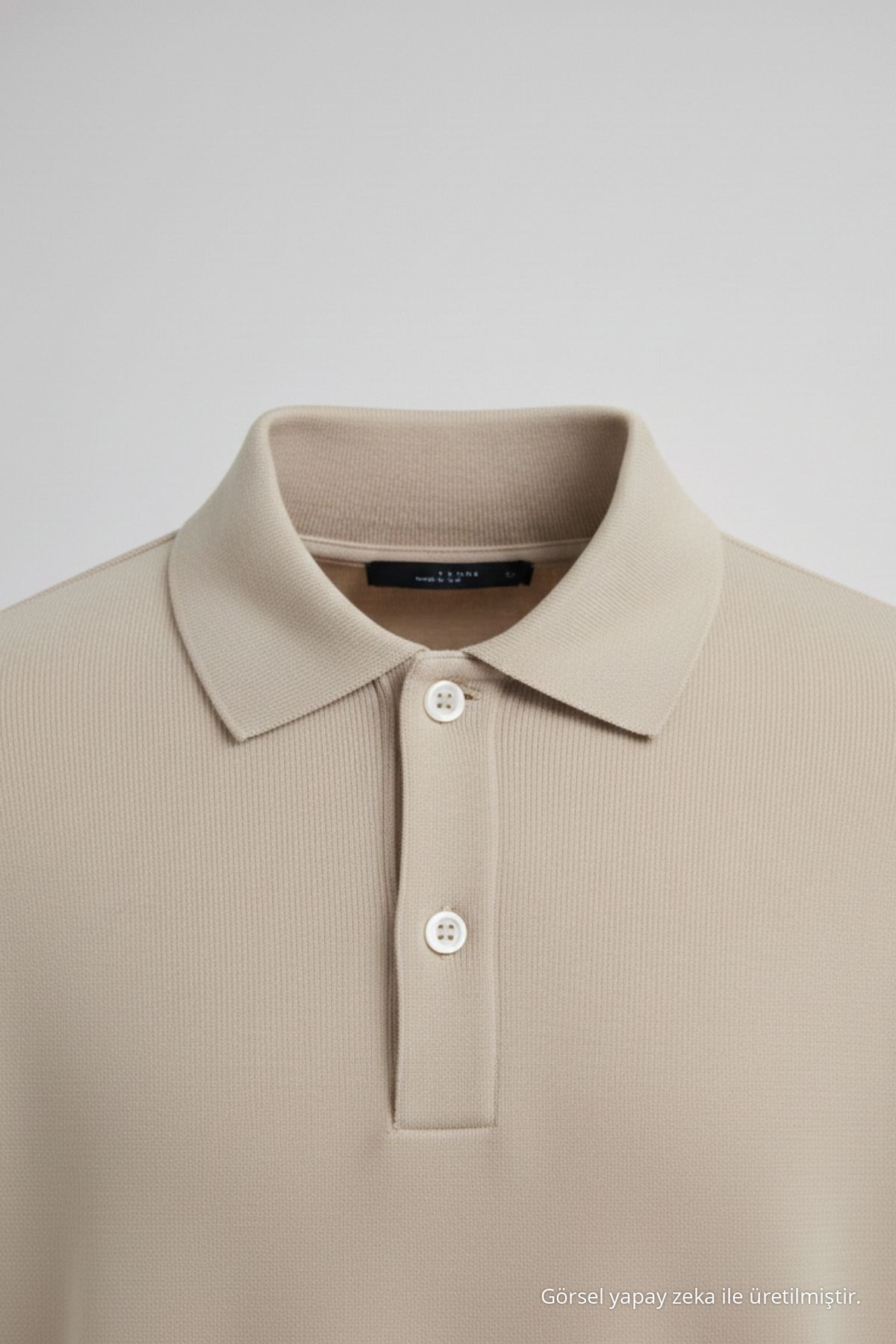Erkek Basic Bol Krem Polo Yakalı Kazak 6