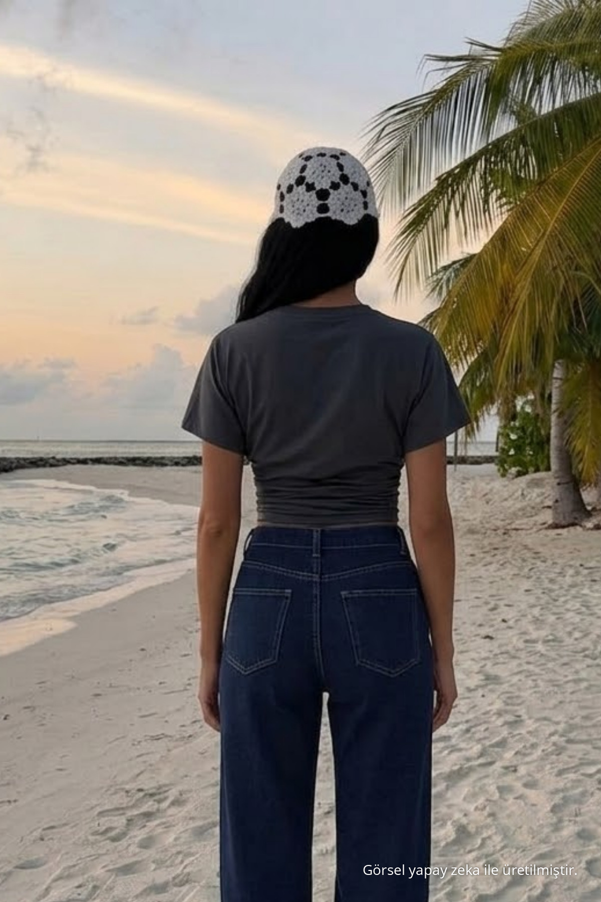 Kadın Yarasa Kollu Dar Füme Crop Tişört 5