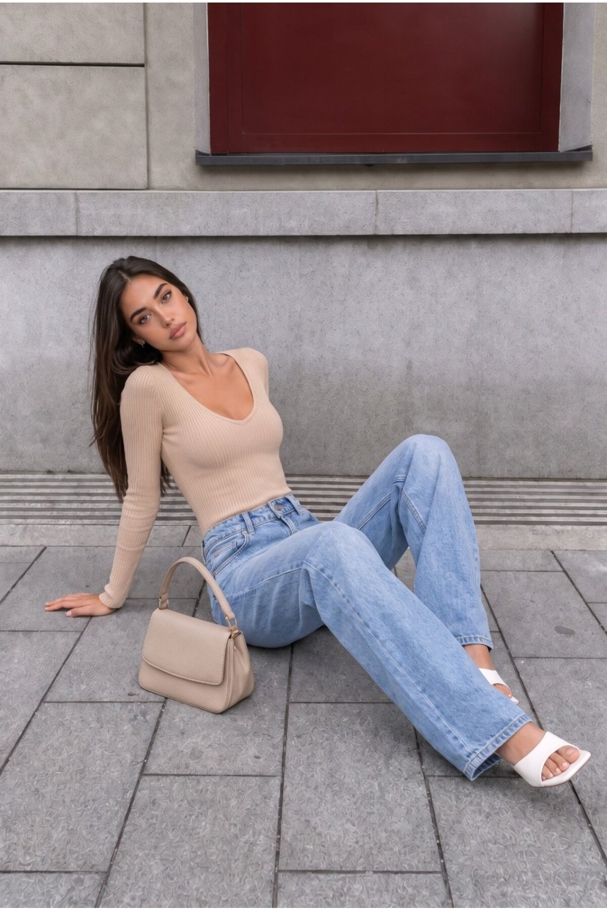 MAVİ Efektli Yüksek Bel Esnek Wide Leg Jeans 7