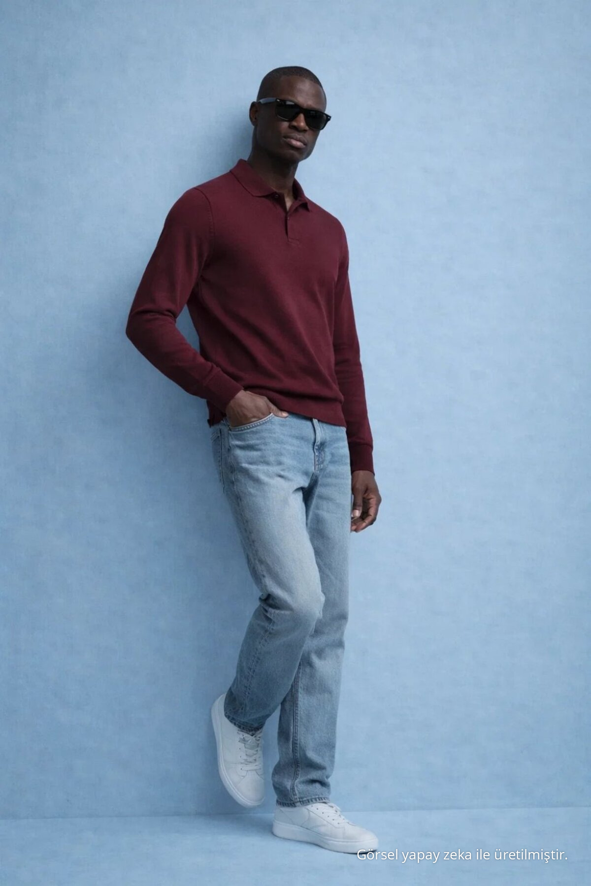 Erkek Trend Casual Bordo Triko Kazak 4