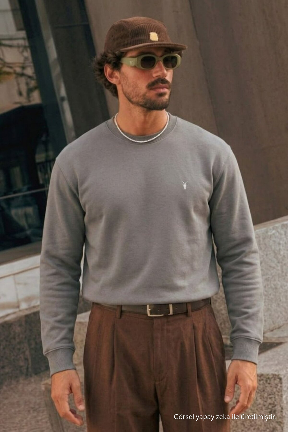 Erkek Premium Nakışlı Rahat 3 Lü Sweatshirt Siyah 4