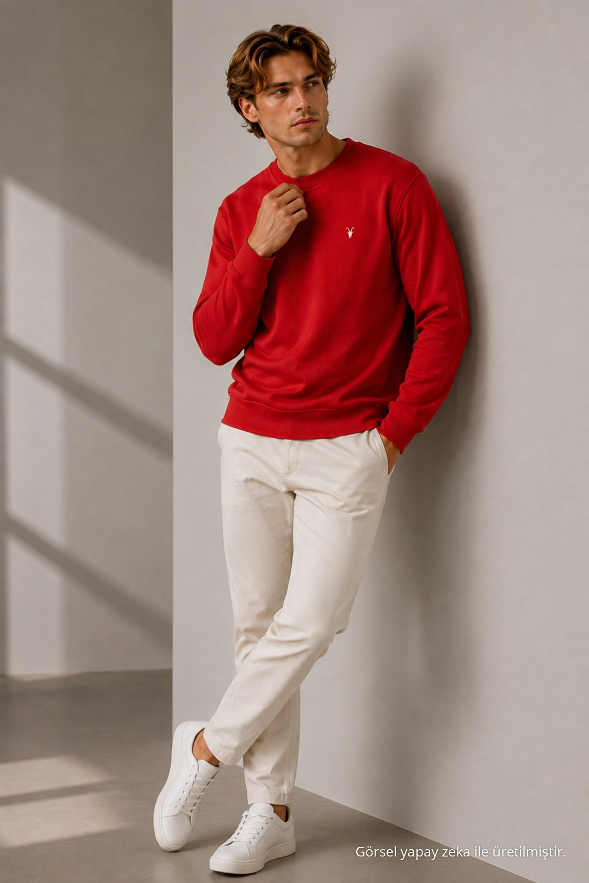 Reglan Casual Kış KIRMIZI Erkek Sweatshirt 4