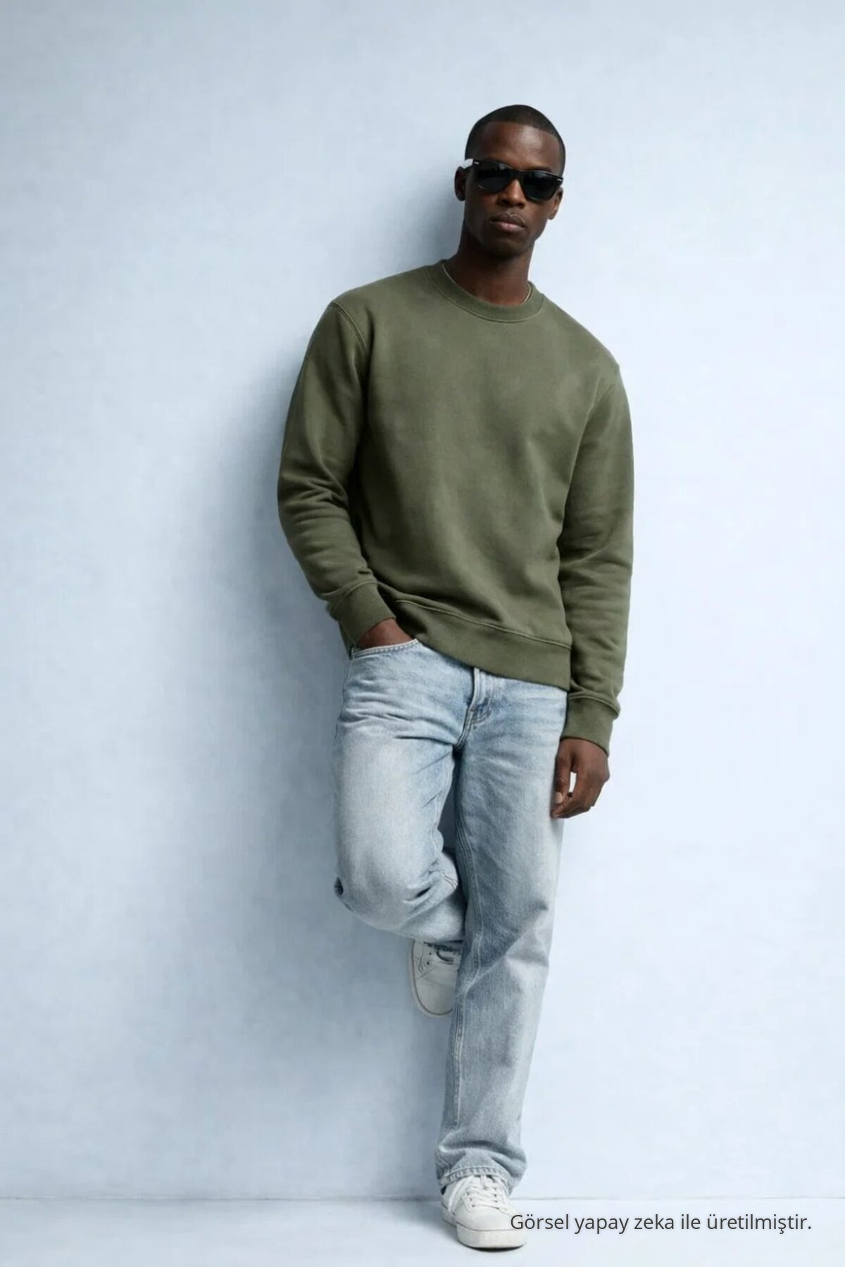 Erkek Kışlık HAKİ Oversize Sweatshirt 3