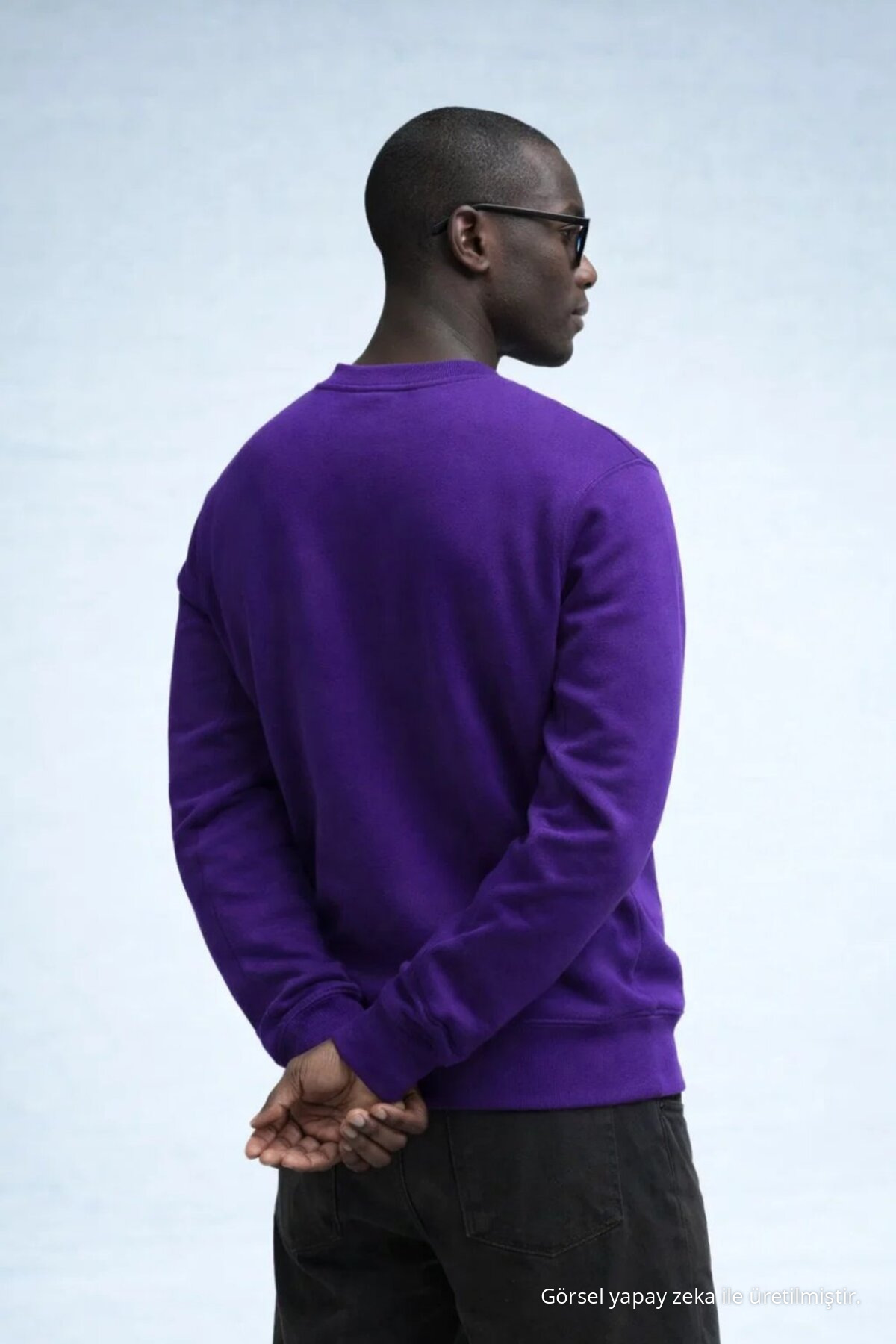 Erkek Kışlık Mor Oversize Sweatshirt 6