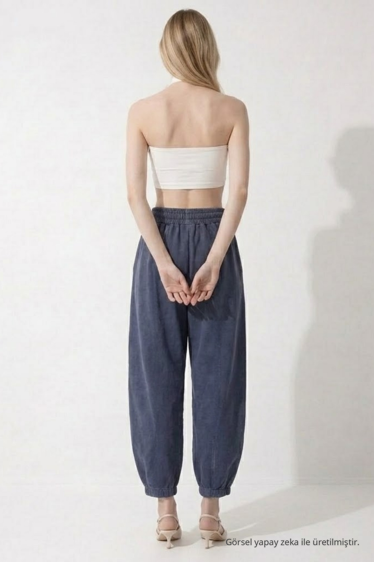 Kadın Basic Soft Füme Şalvar Pantolon 6