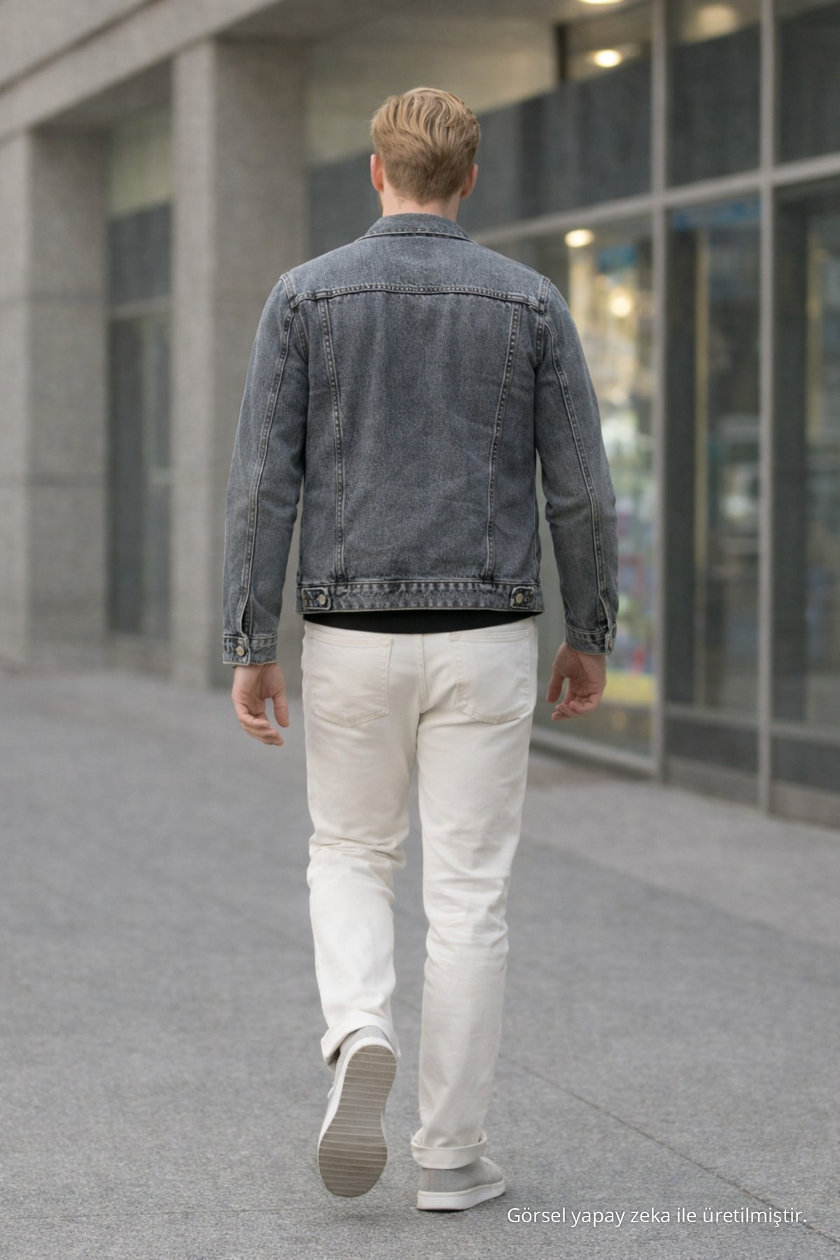 Erkek Mevsimlik Jeans Basic Bol Gri Kot Ceket 6