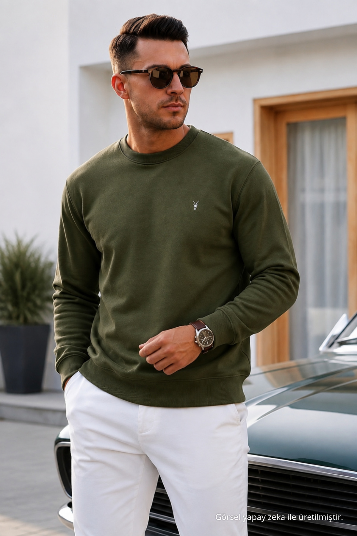 Erkek Uzun Kol Trend Bol 3 Lü Sweatshirt Krem 3