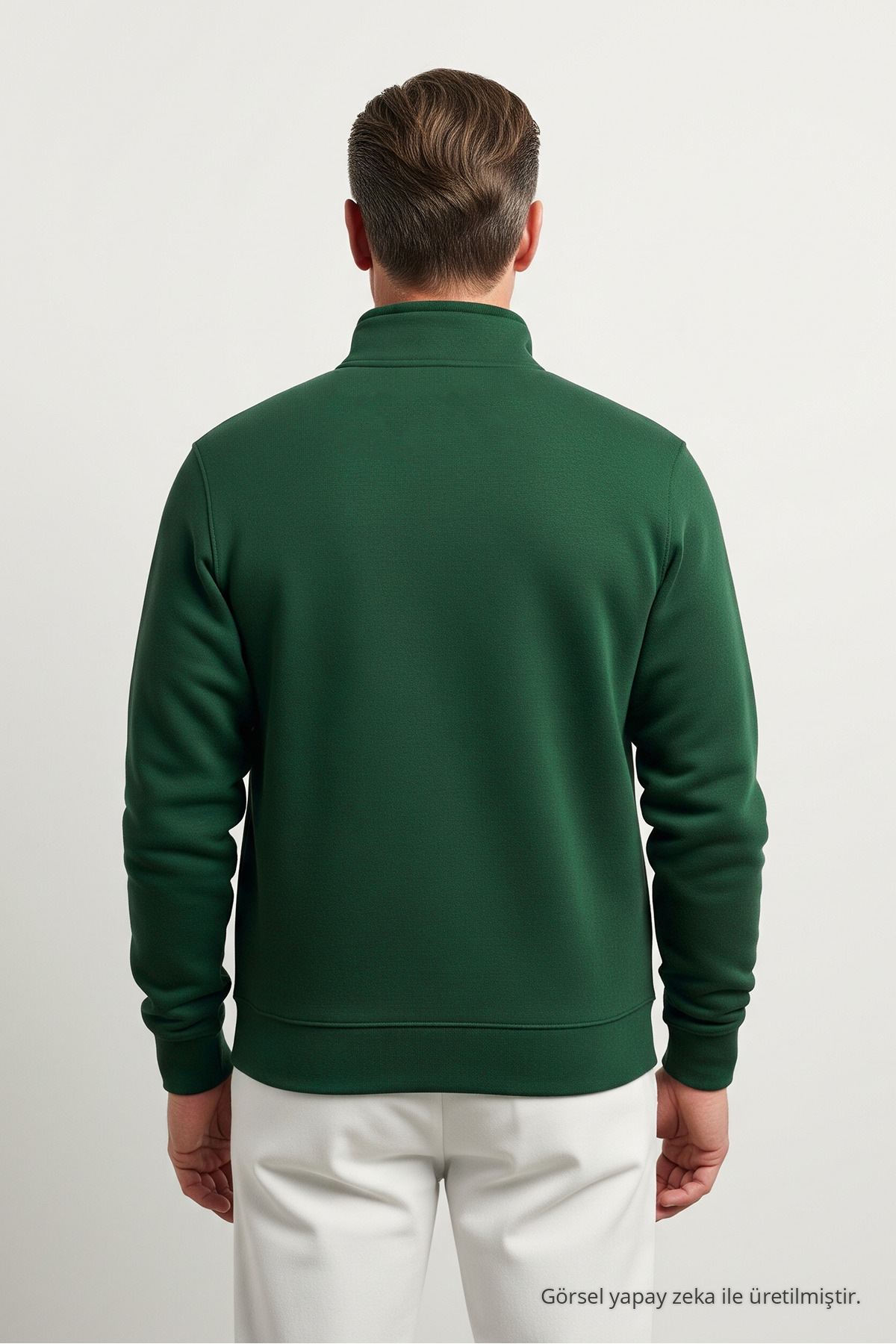 Erkek Basic Yarım Fermuarlı 3 Lü Sweatshirt PUDRA 5