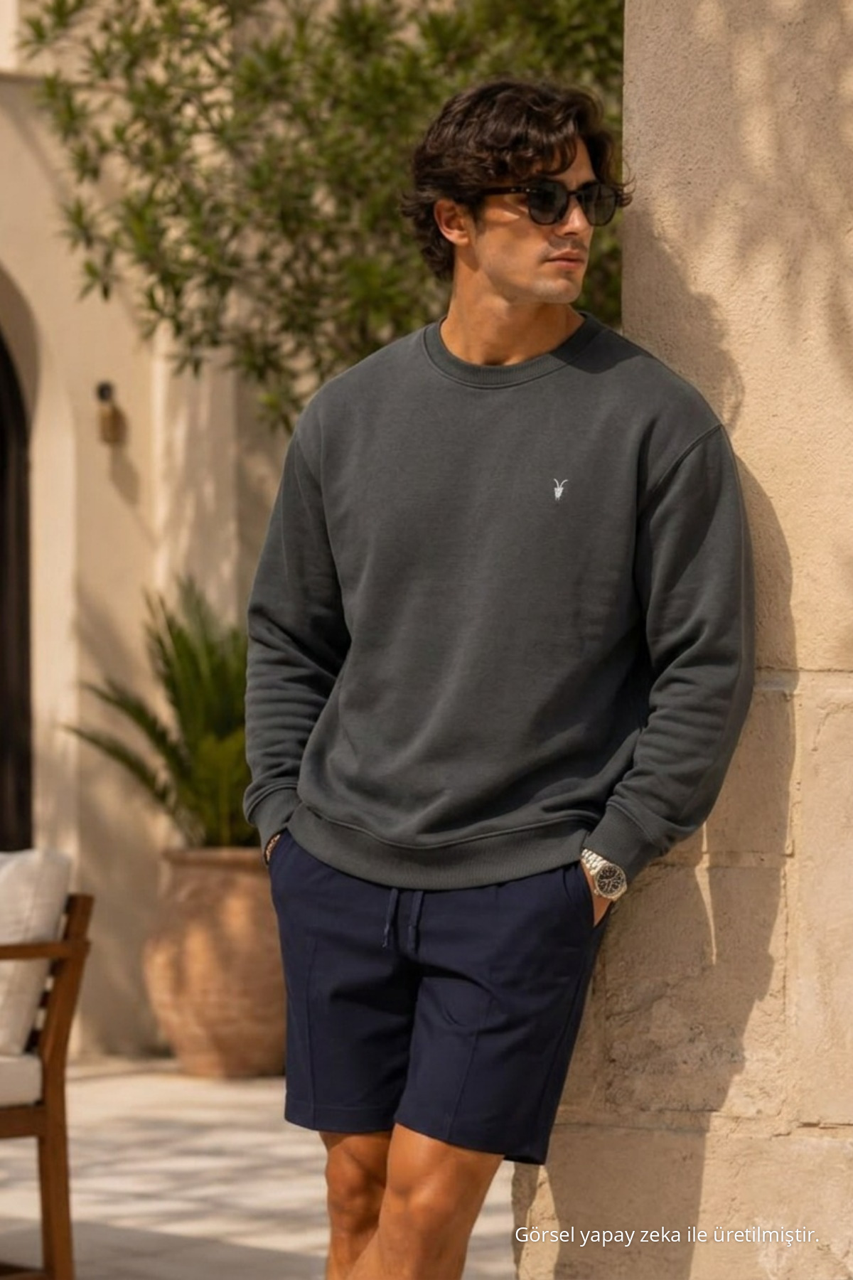 Örme Uzun Kollu Füme Erkek Sweatshirt 3