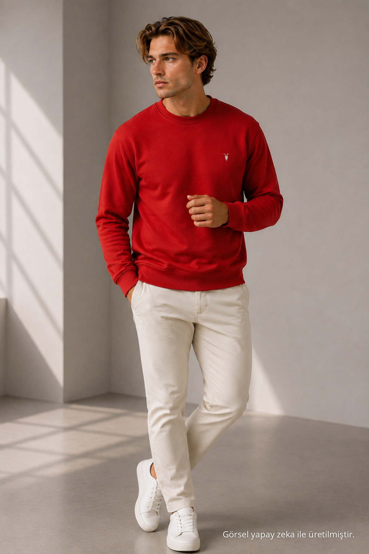 Reglan Casual Kış KIRMIZI Erkek Sweatshirt 3