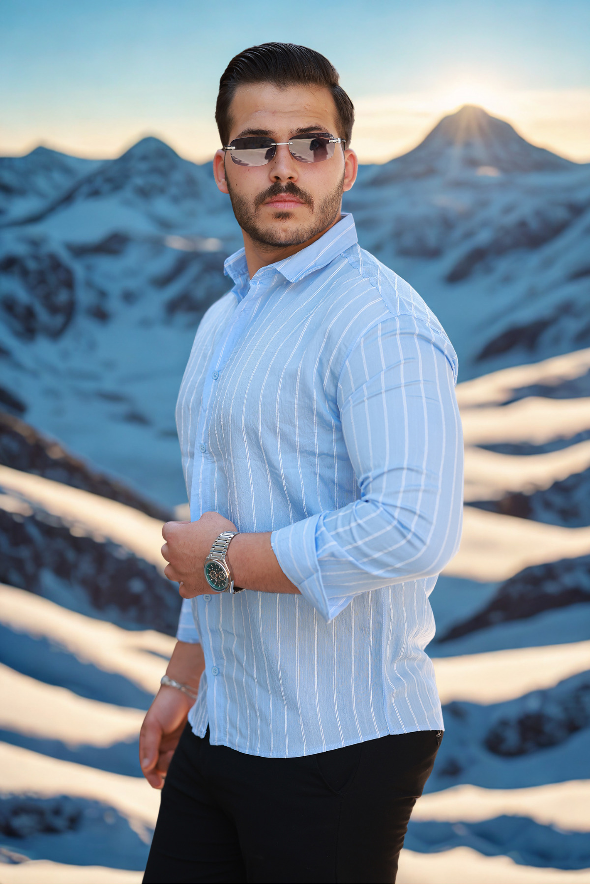 Erkek Salaş Çizgili Yazlık Açık Bol Gömlek 5