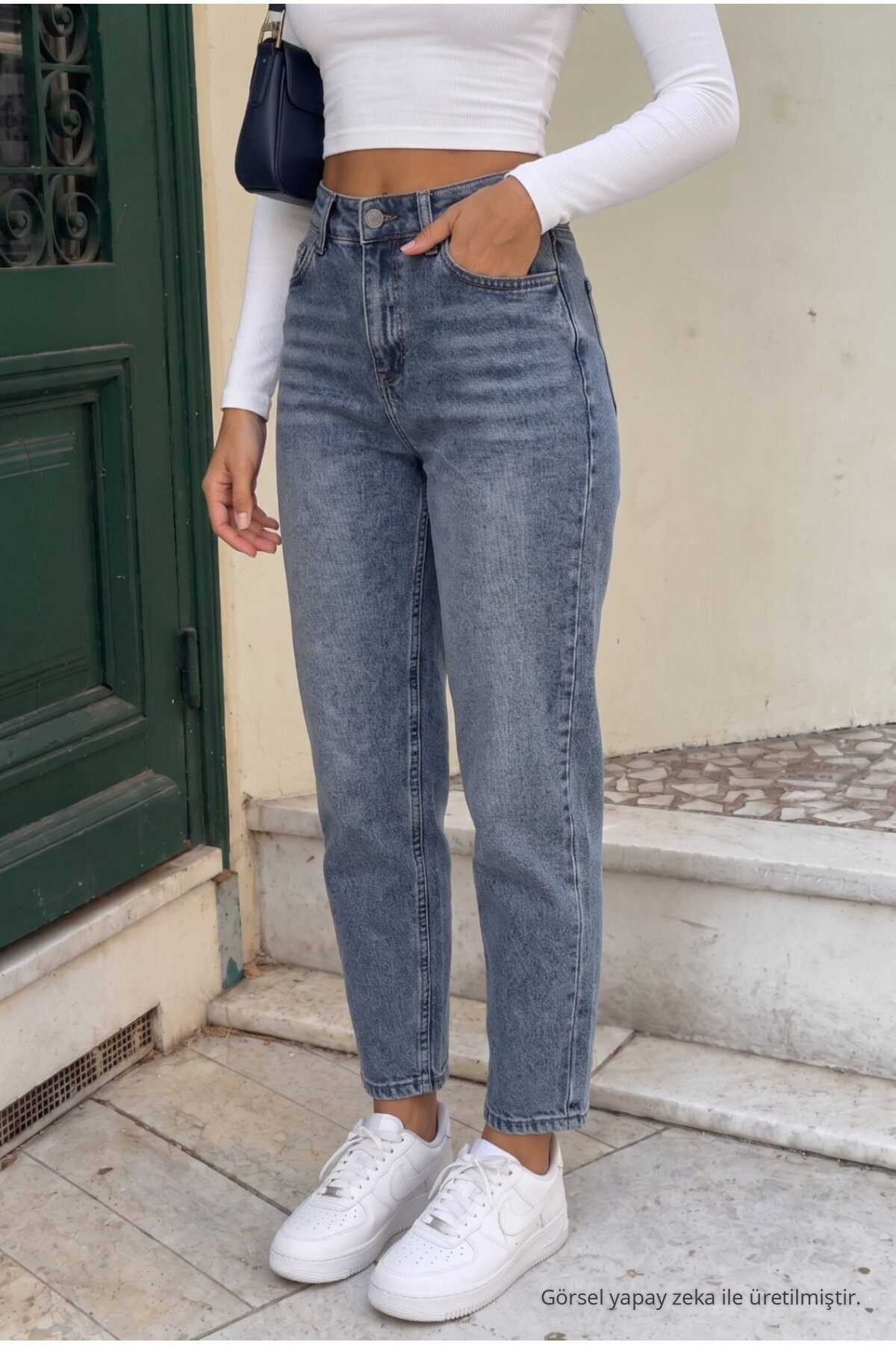 Bilek Boy Straight Fit Kot Pantolon gök mavi 3