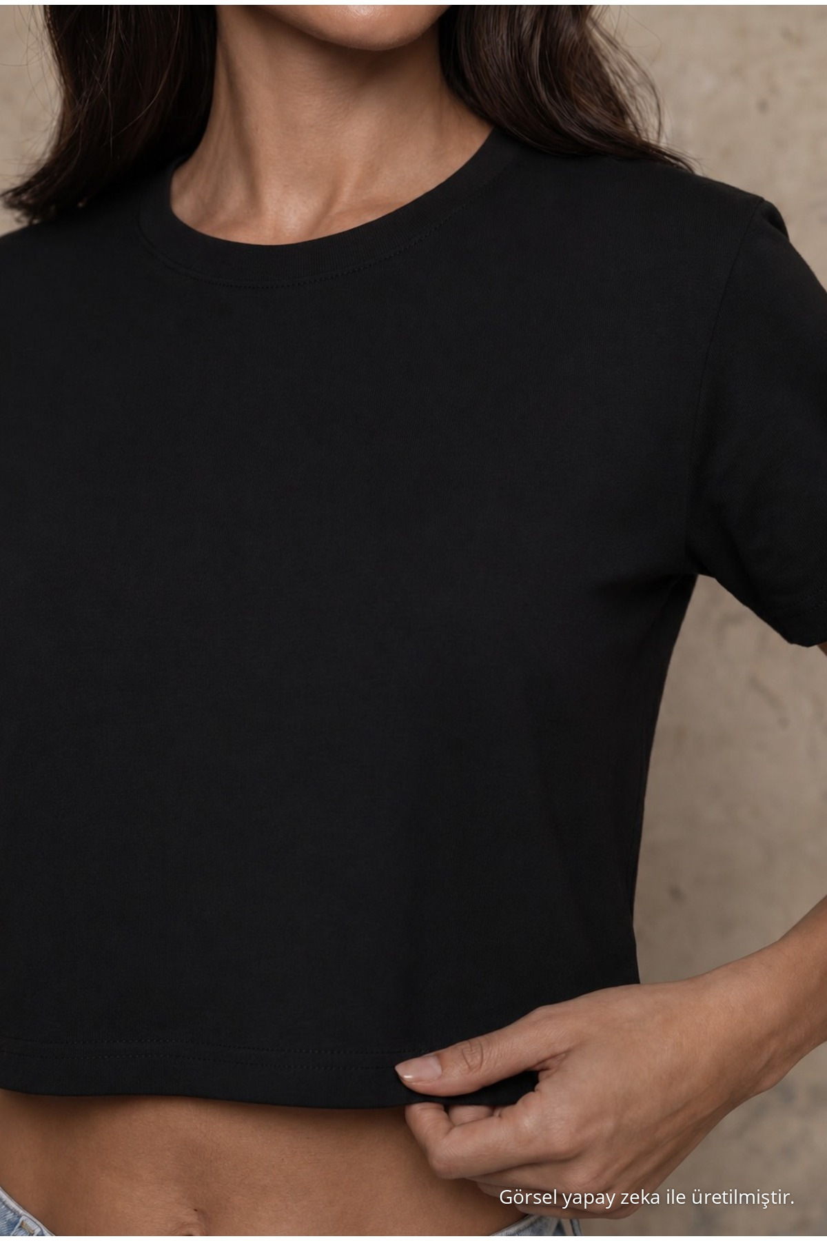 Kadın Yuvarlak Yaka Relaxed Fit Kısa Kol Basic 3 lü paket Crop T-Shirt çok renkli 4