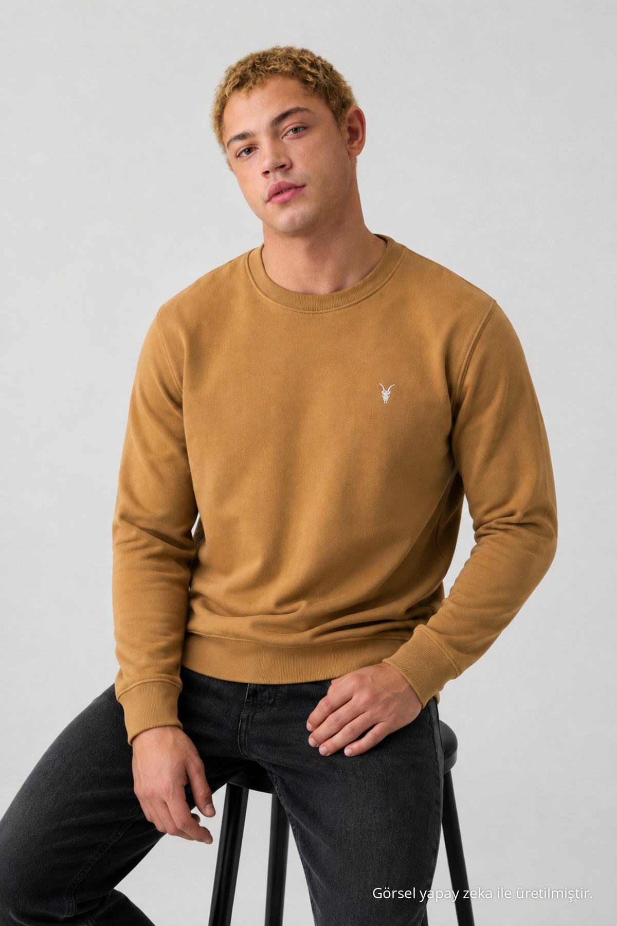Karamel Oversize Pamuklu Erkek Sweatshirt 3