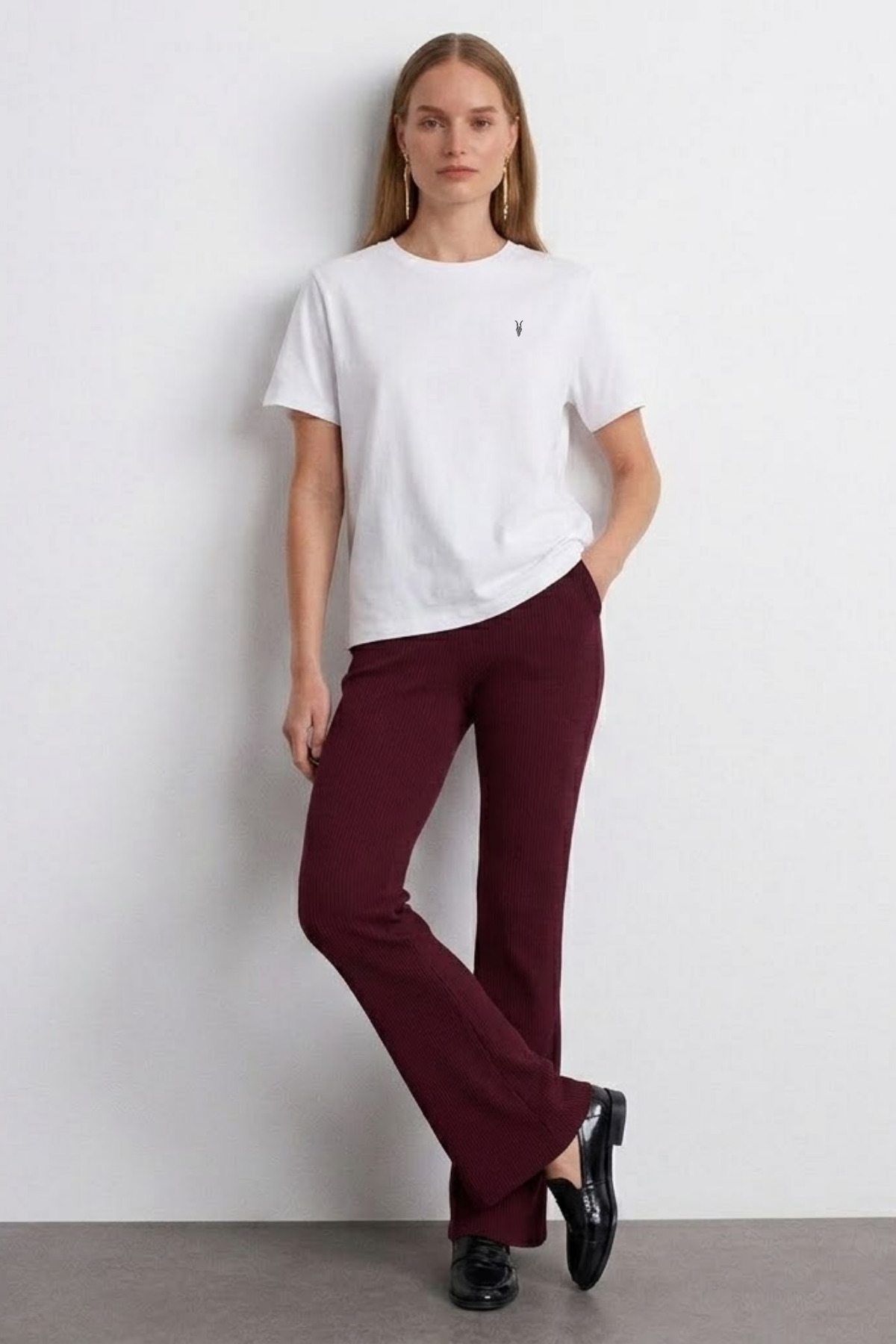 Kadın Comfort Fit Basic Beyaz Bol Tişört 4