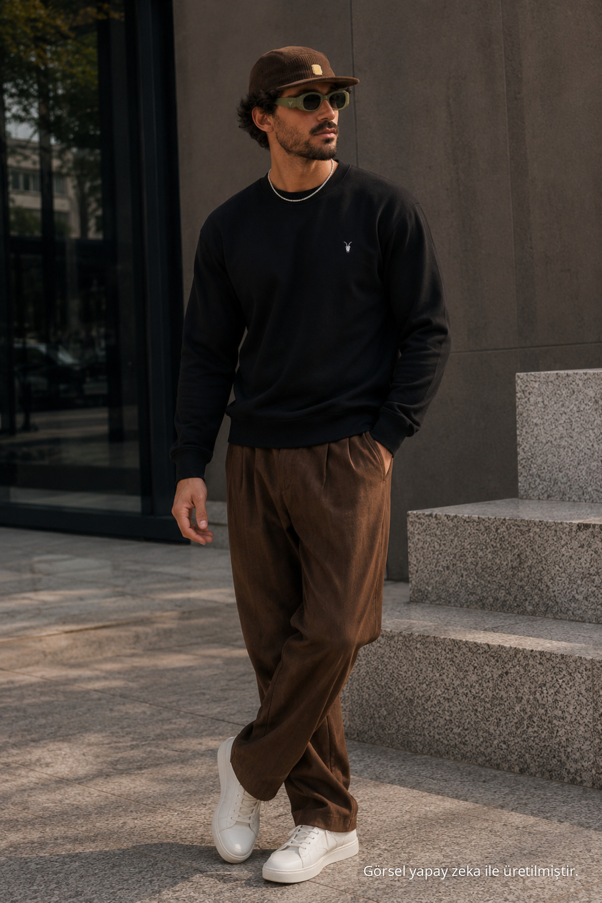 SİYAH Bol Kesim Rahat Erkek Sweatshirt 6