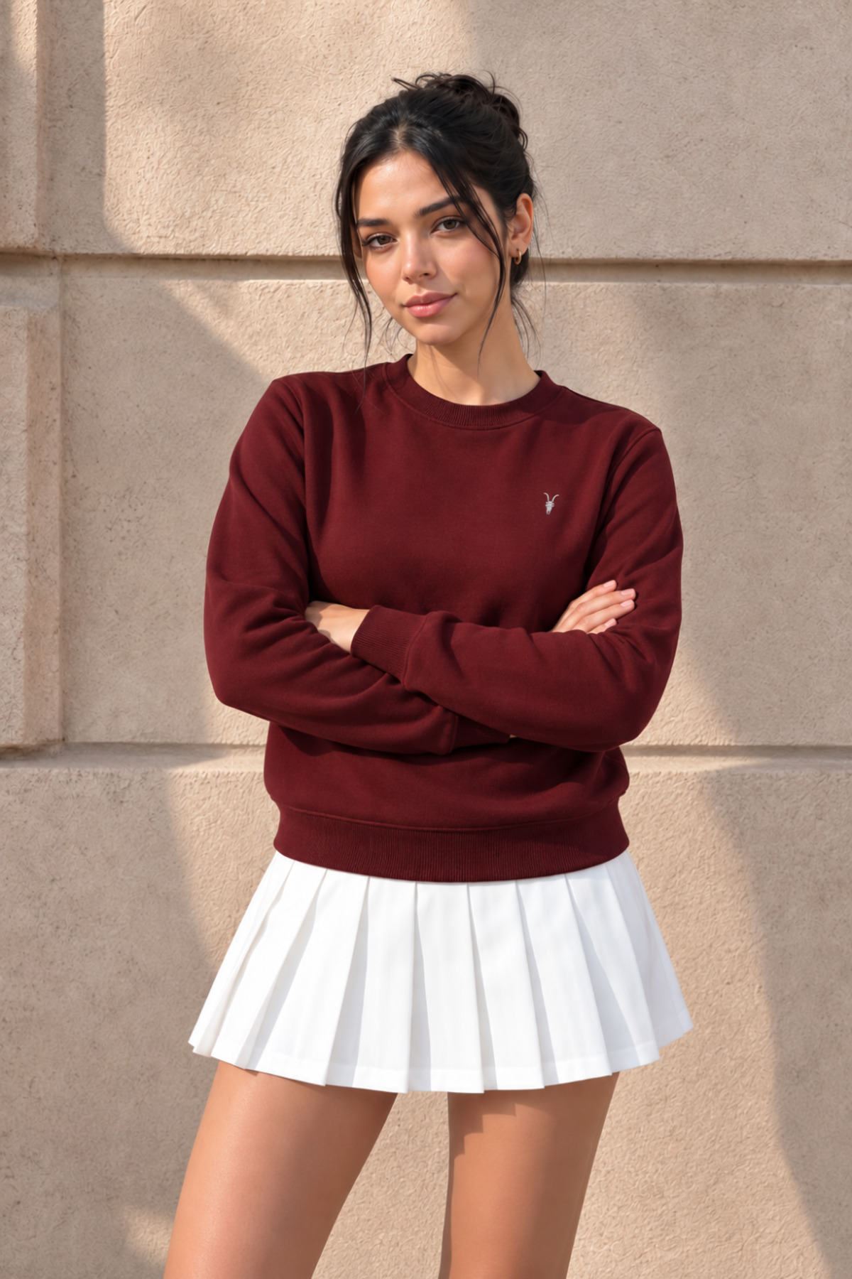 Kadın Uzun Kollu Comfort Bol 3' Lu Sweatshirt BORDO 3