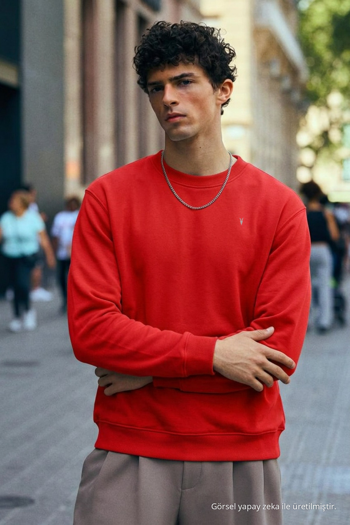 Erkek Orta Yumuşak KIRMIZI Sweatshirt 3
