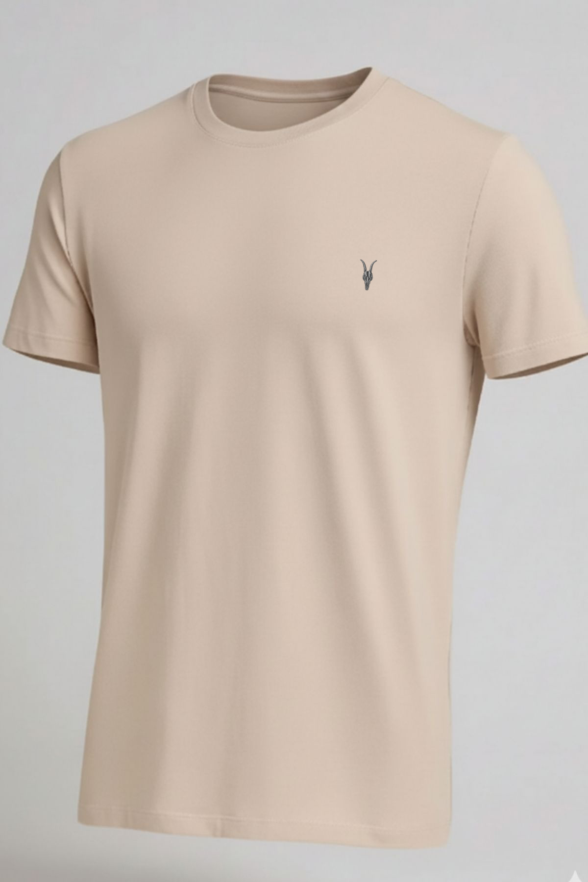 Erkek Bisiklet Yaka Salaş Basic Krem Tişört 4